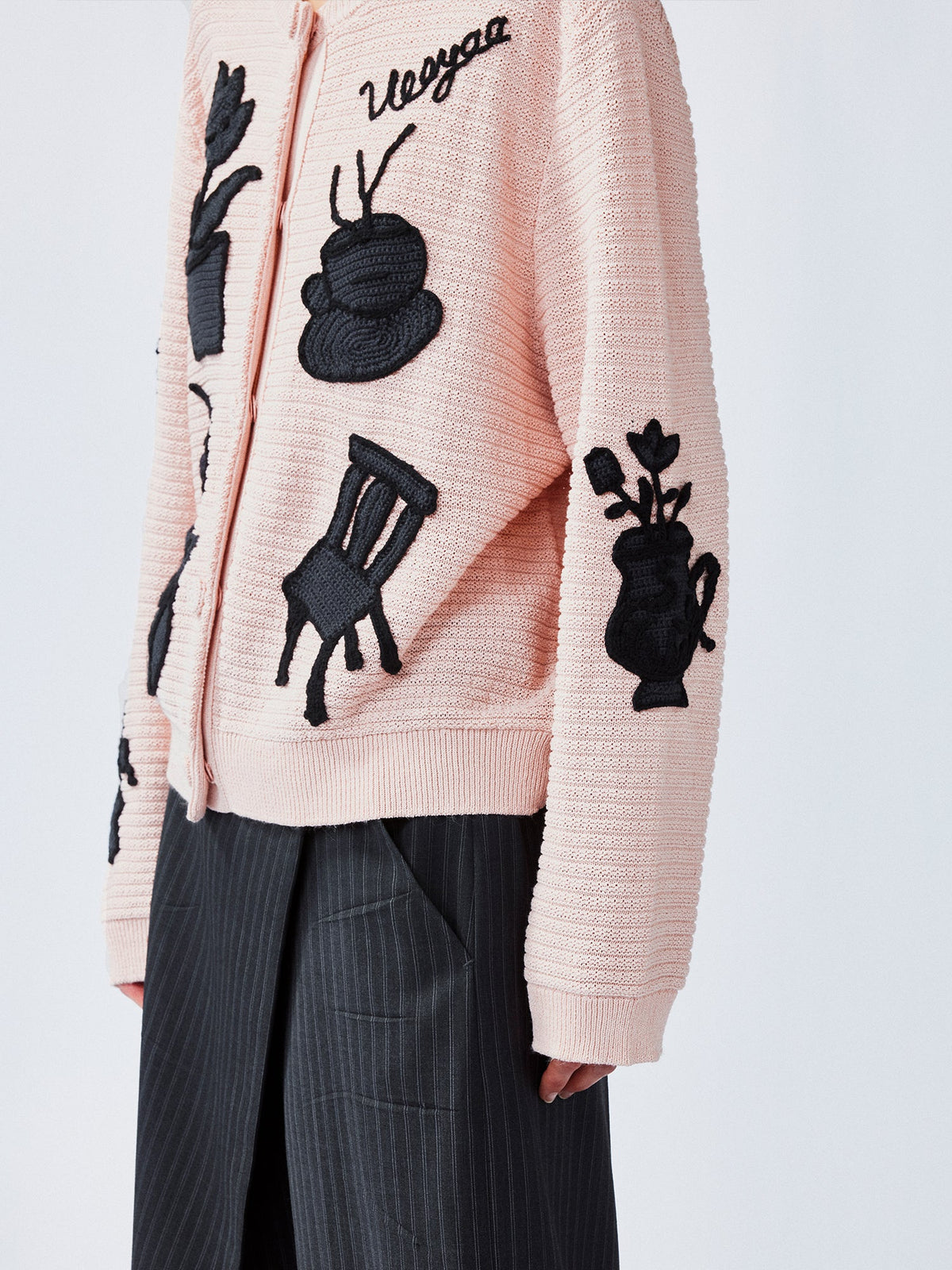 Garden silhouette handcrafted wool cardigan