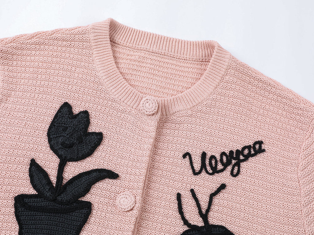 Garden silhouette handcrafted wool cardigan