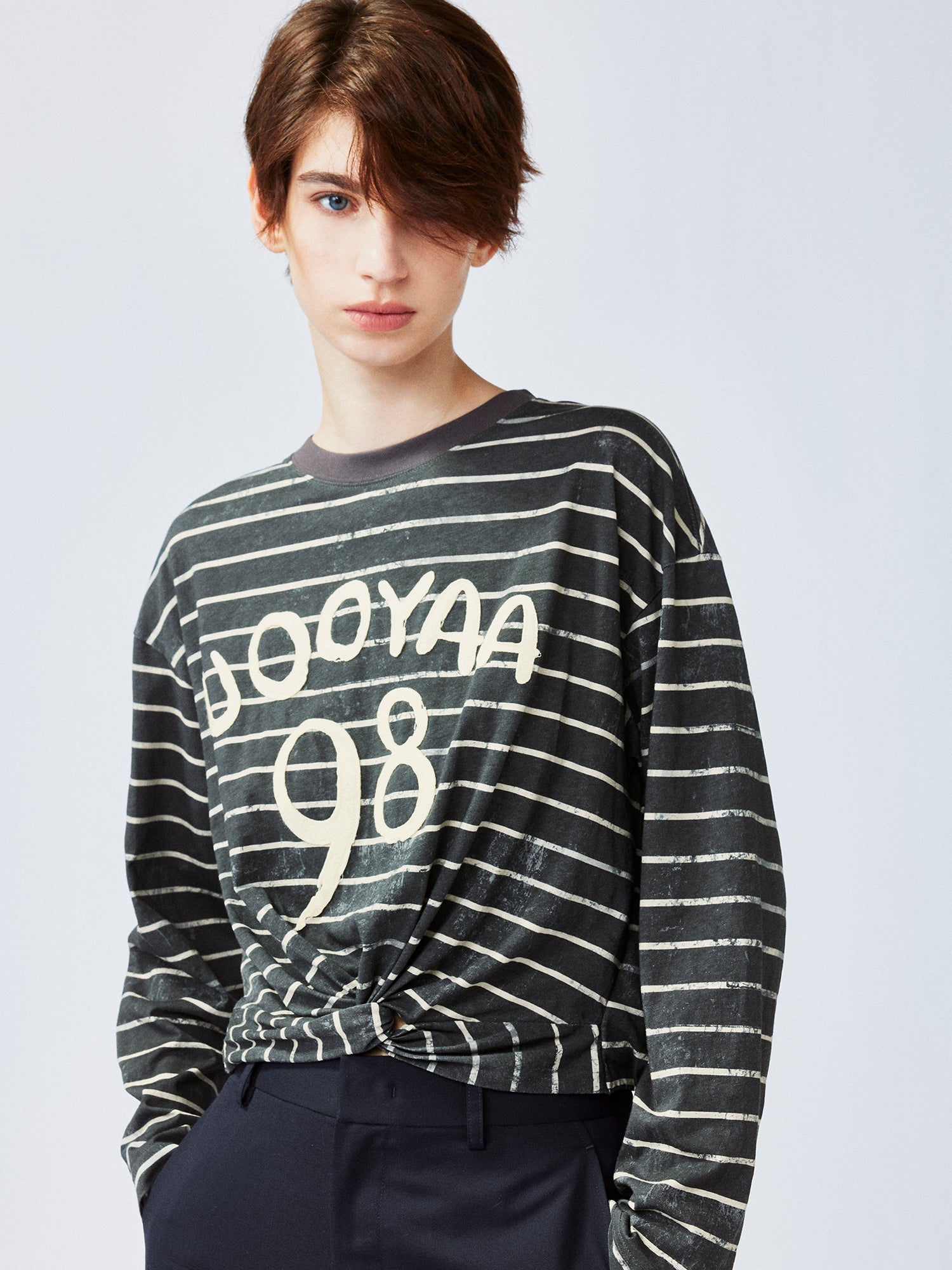 Twisted knot striped T-shirt