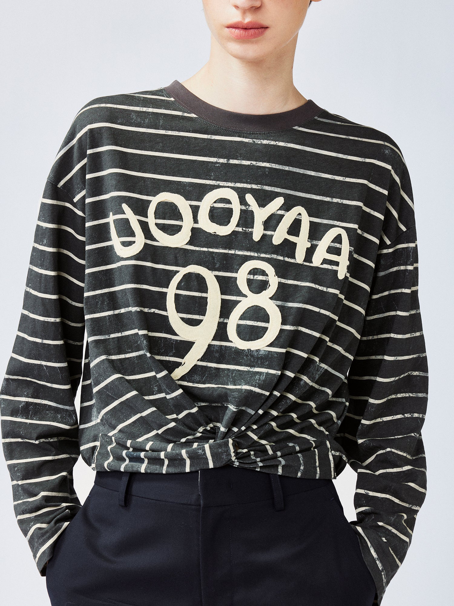 Twisted knot striped T-shirt