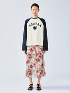 Playful apple worm raglan sleeve T-shirt
