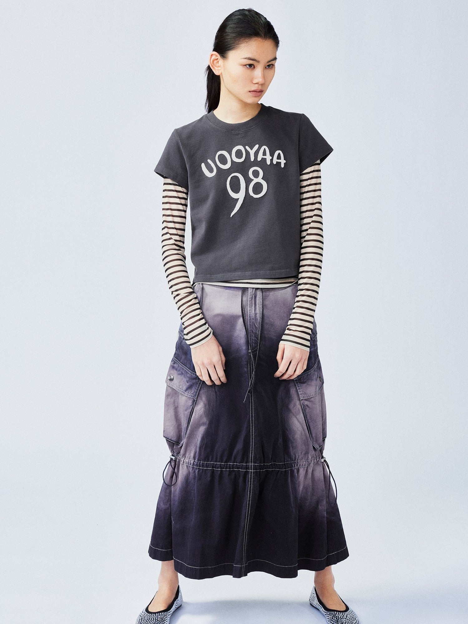Hand-drawn style "98" UOOYAA logo genuine two-piece T-shirt