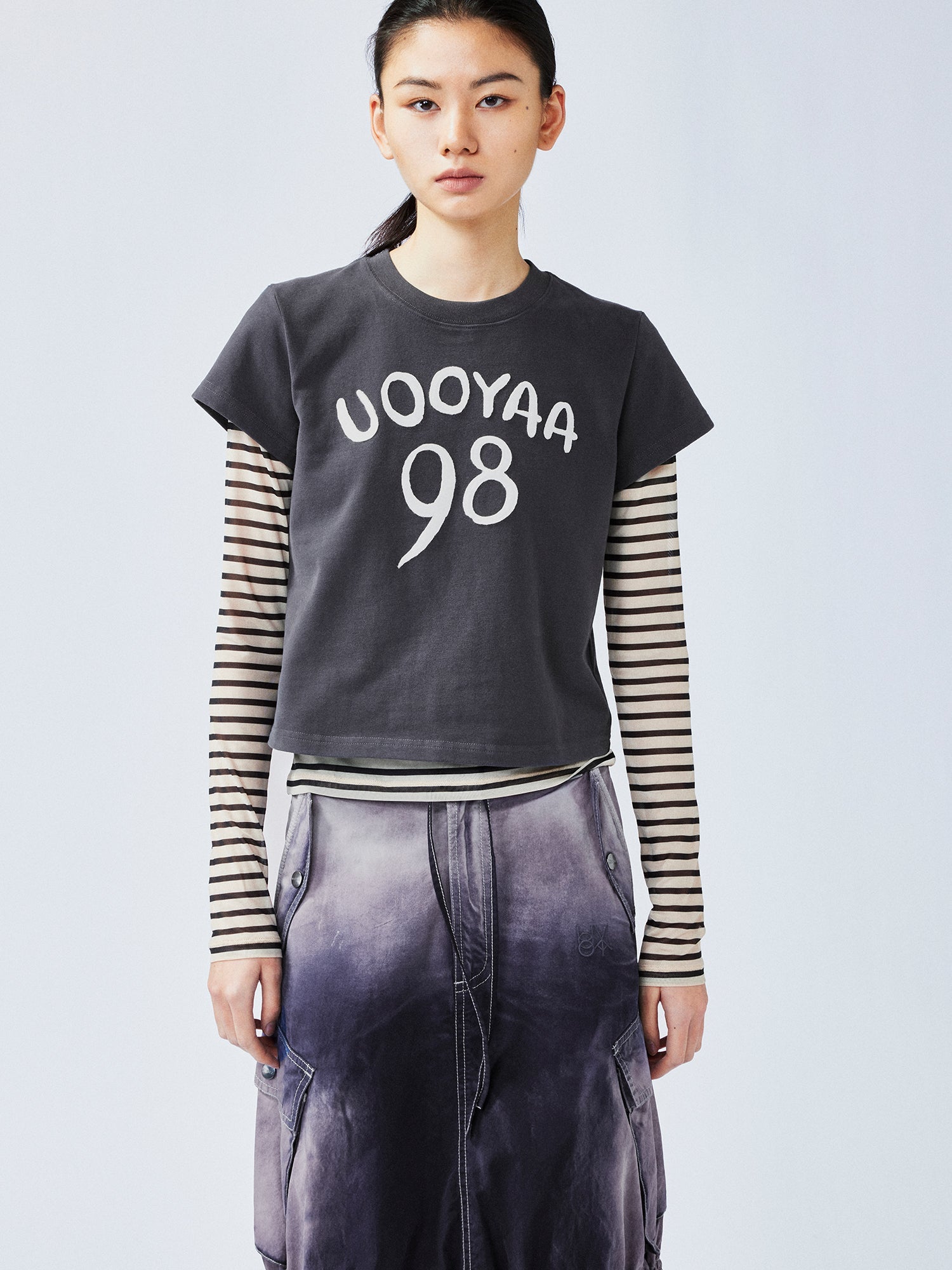 Hand-drawn style "98" UOOYAA logo genuine two-piece T-shirt