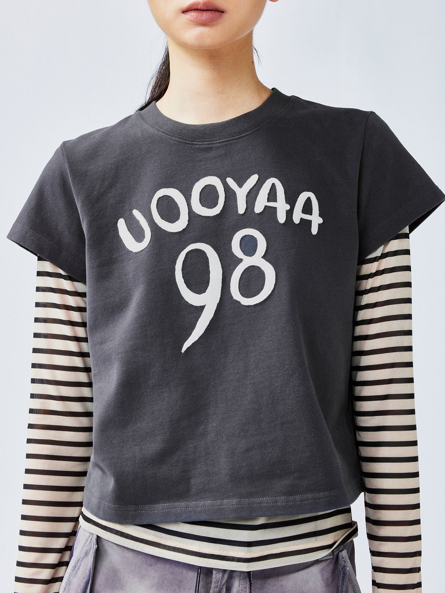 Hand-drawn style "98" UOOYAA logo genuine two-piece T-shirt