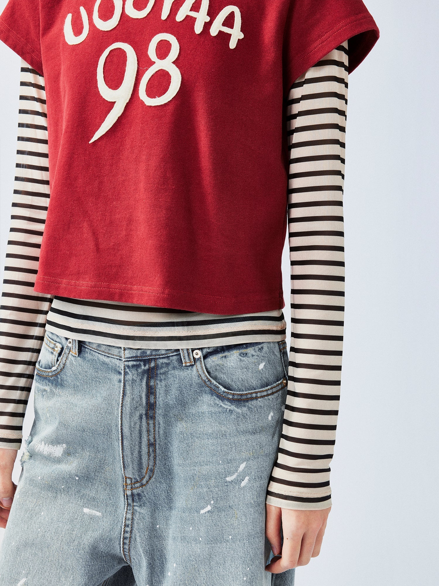 Hand-drawn style "98" UOOYAA logo genuine two-piece T-shirt