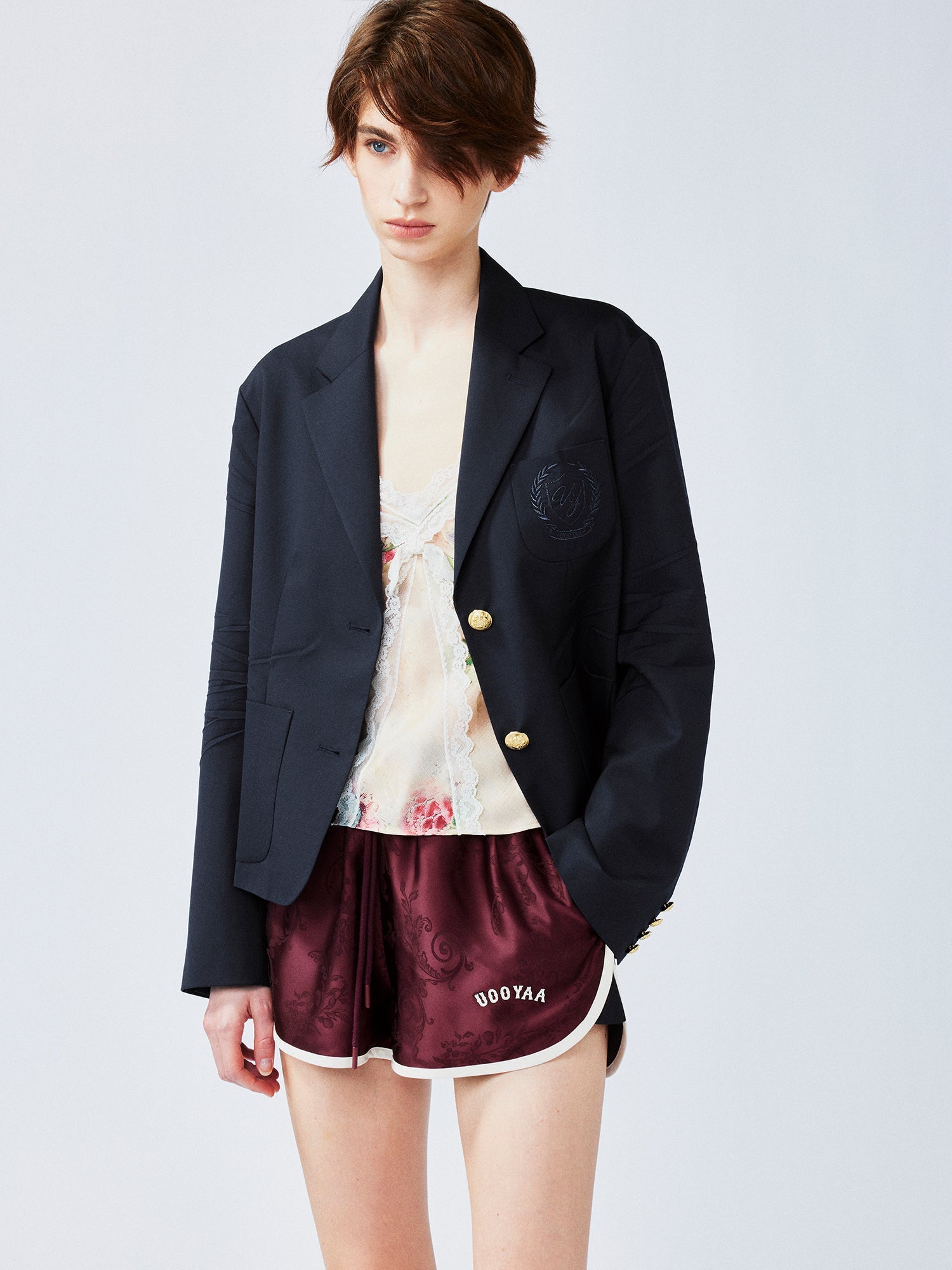 Pleated academy blazer