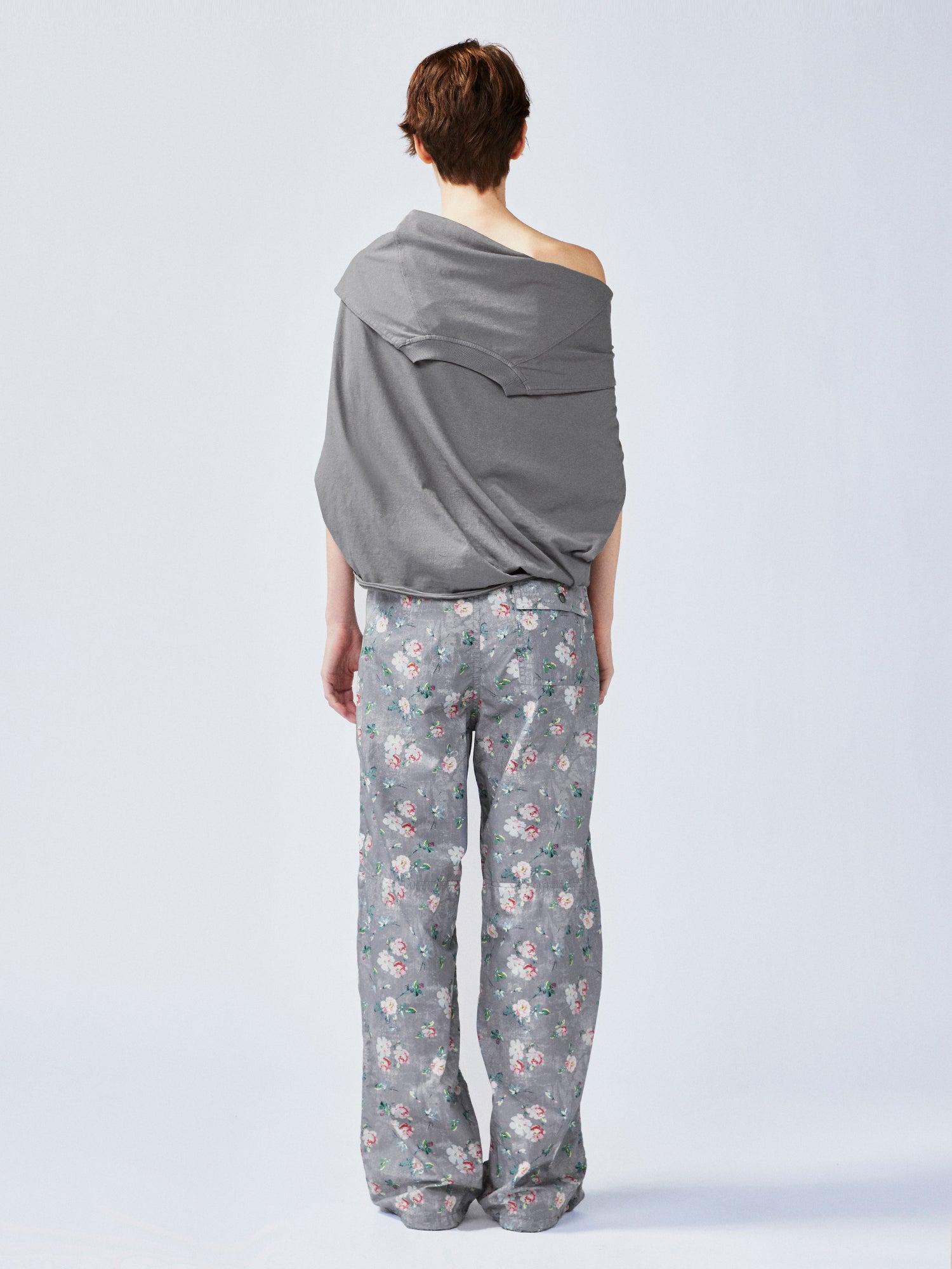 Romantic wallpaper floral utility pants