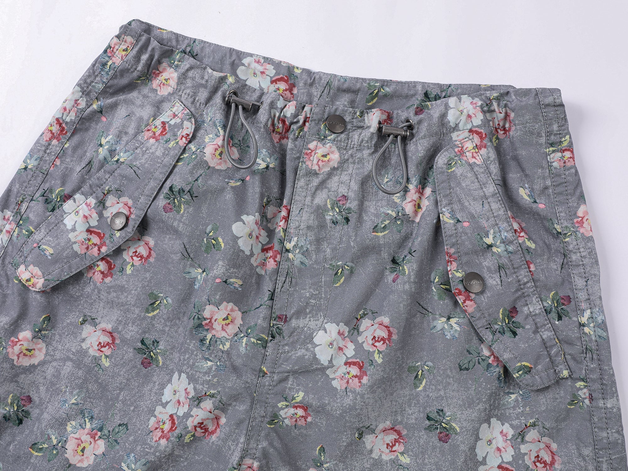 Romantic wallpaper floral utility pants