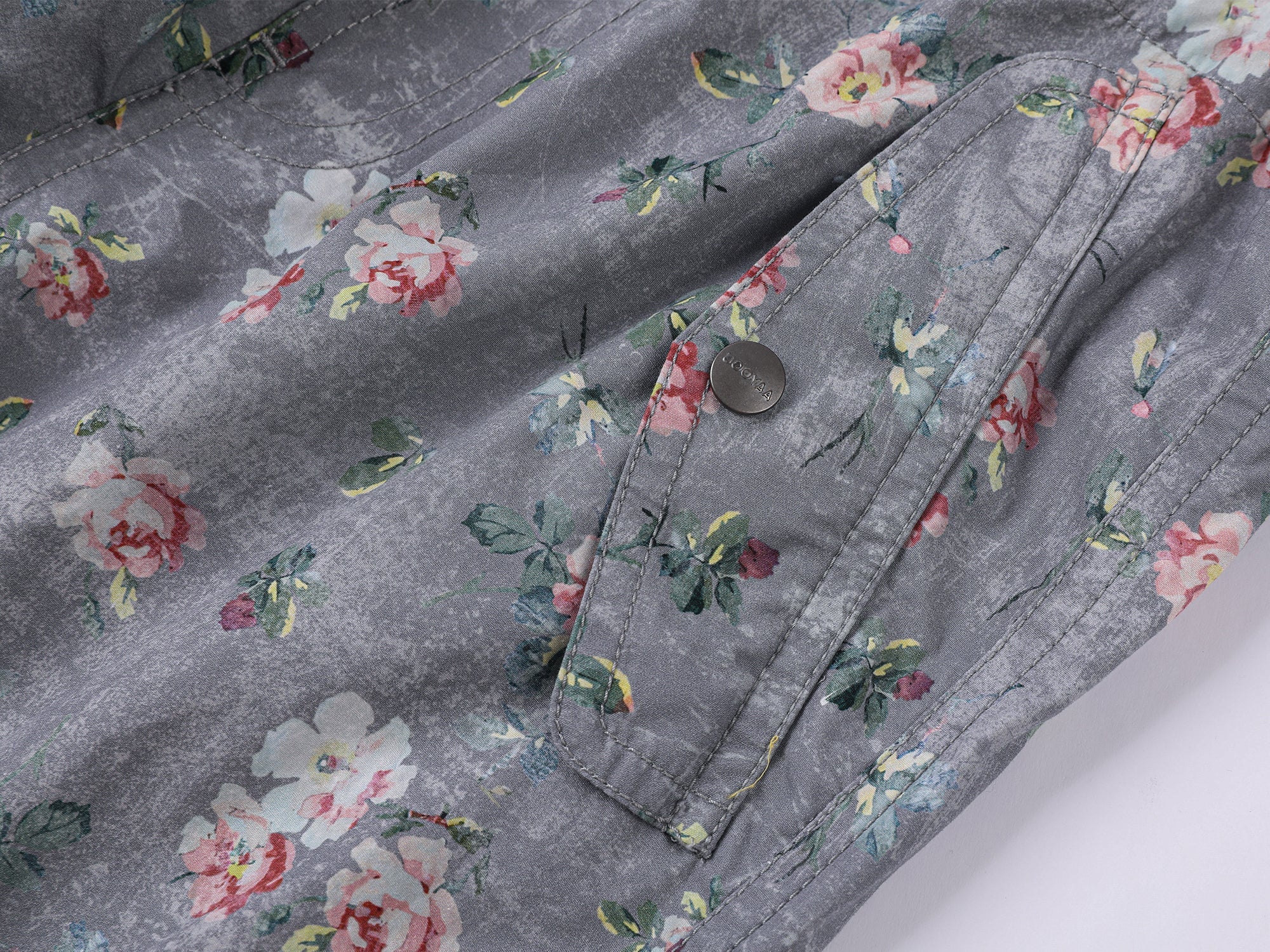 Romantic wallpaper floral utility pants