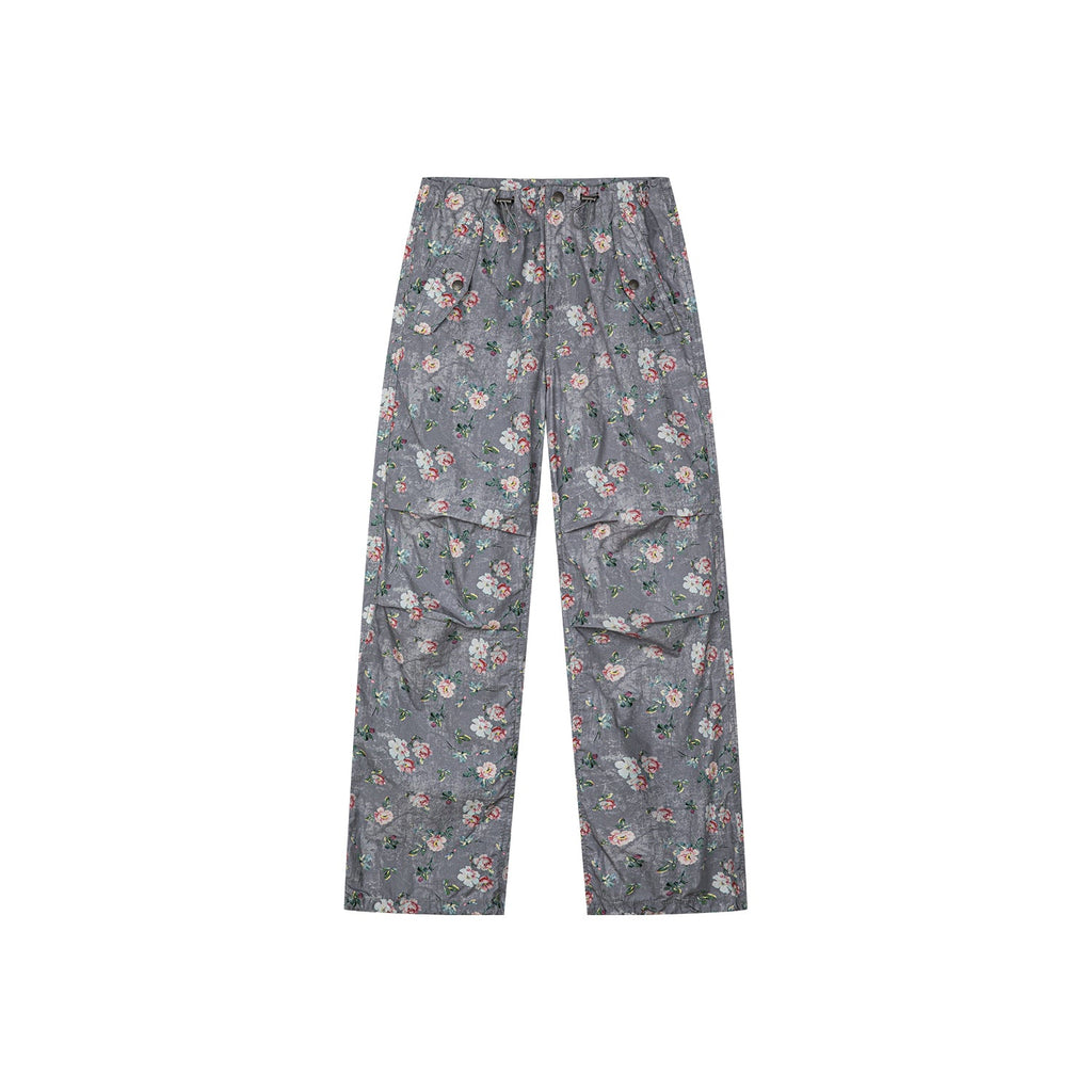 ロマンチックな壁紙の花柄ユーティリティパンツ