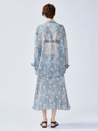 Romantic wallpaper floral pleated skirt