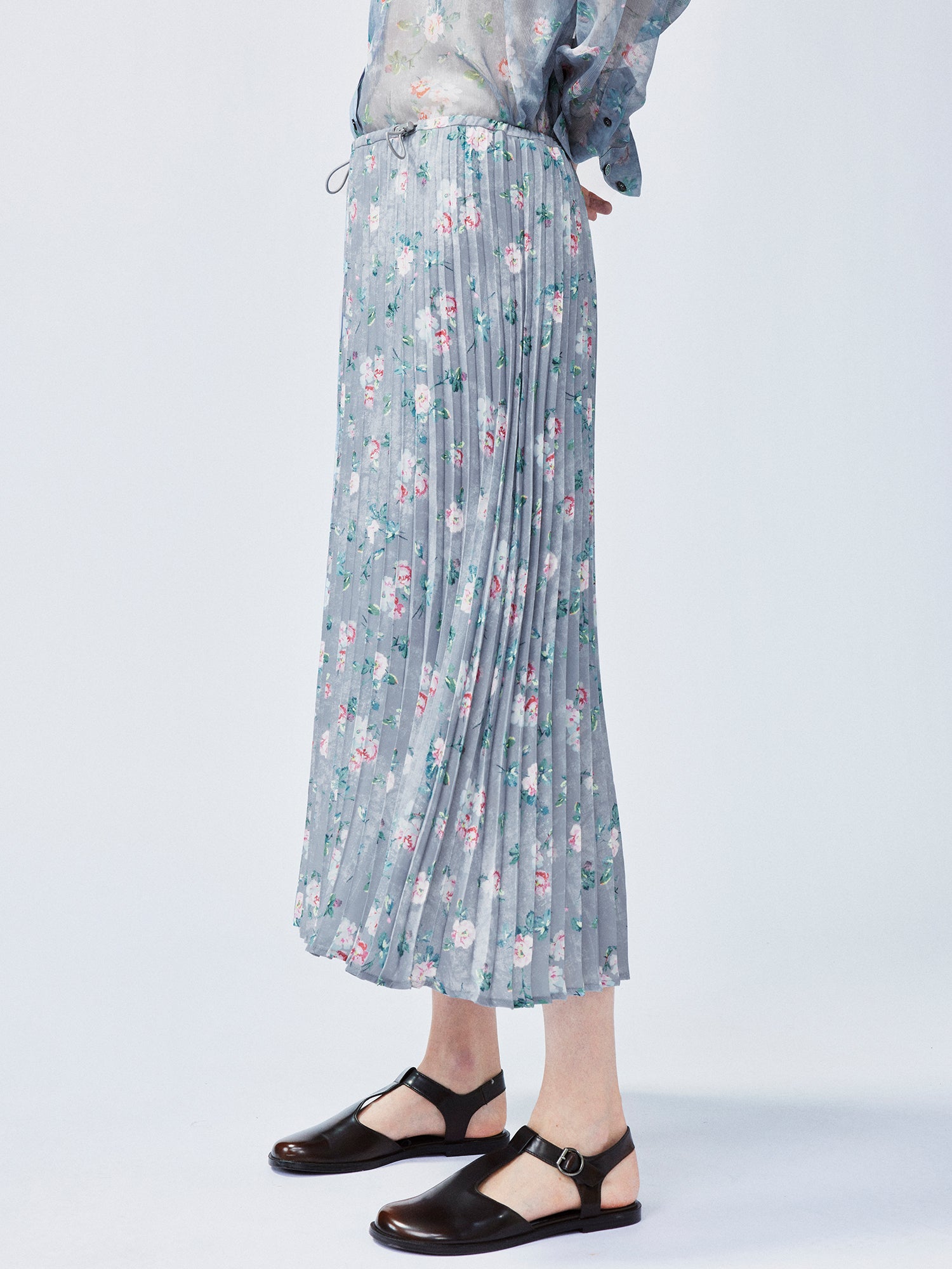 Romantic wallpaper floral pleated skirt