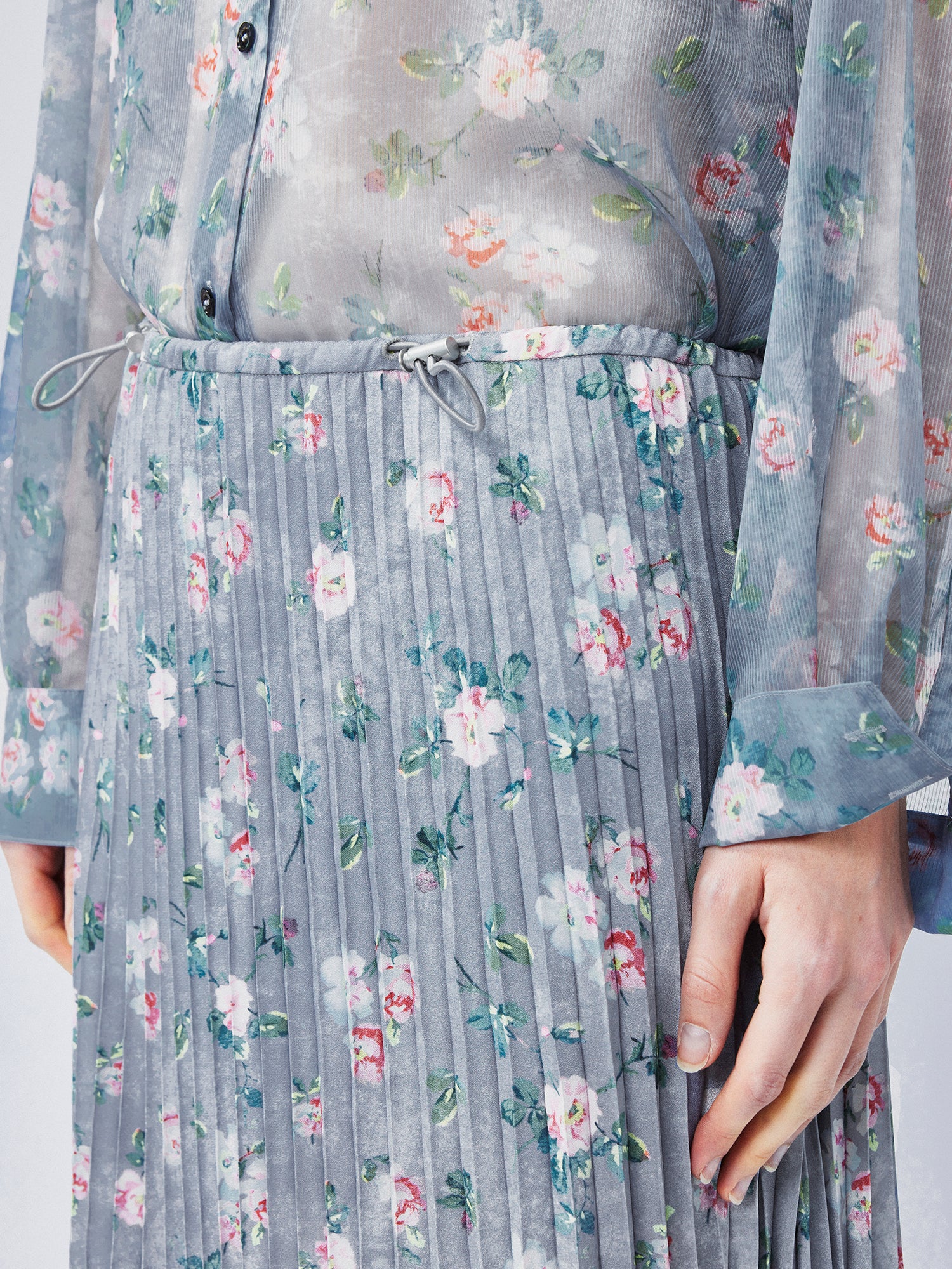 Romantic wallpaper floral pleated skirt