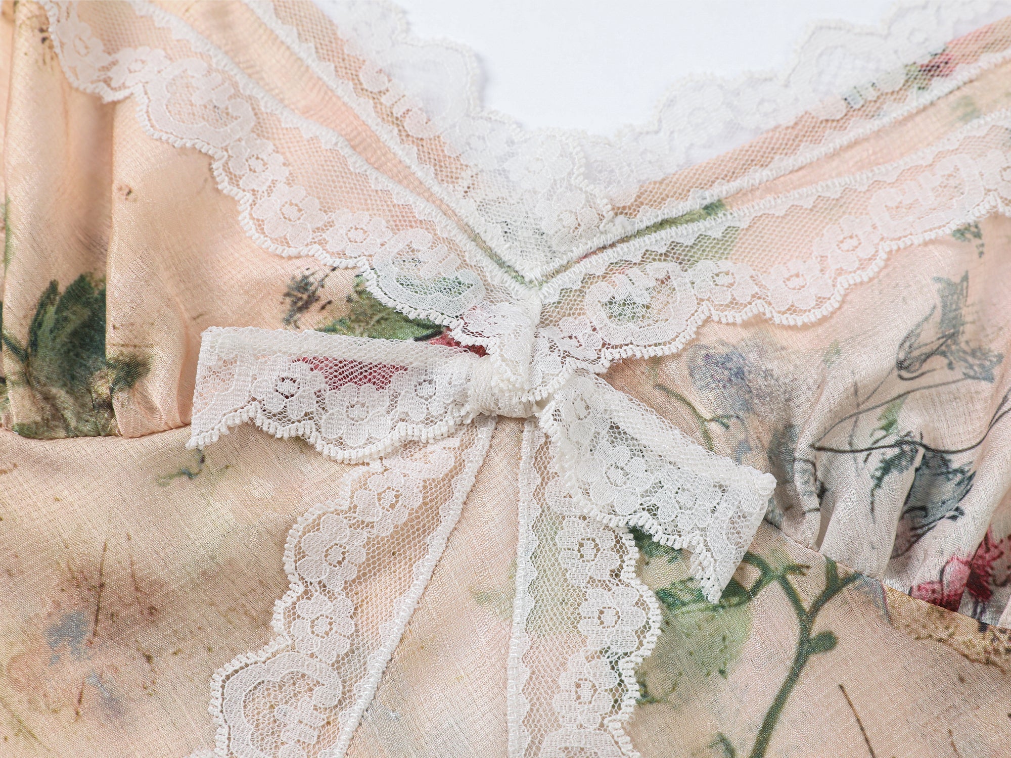 Vintage distressed wallpaper floral lace camisole