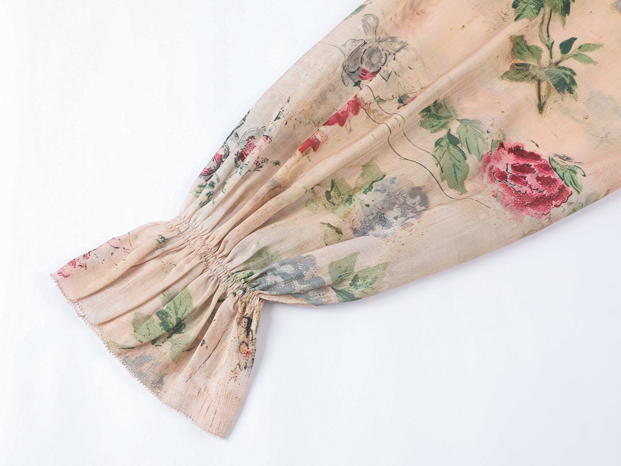 Vintage distressed wallpaper floral ruffled tie shirt