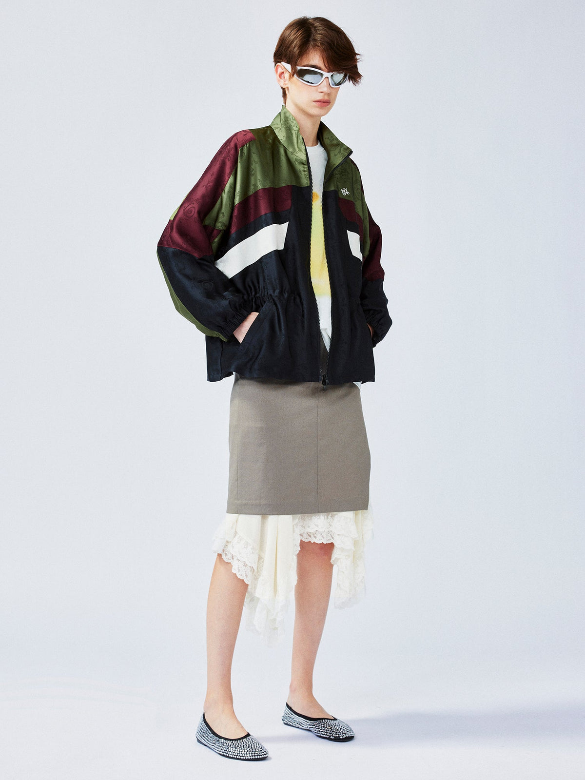 Satin jacquard sports jacket
