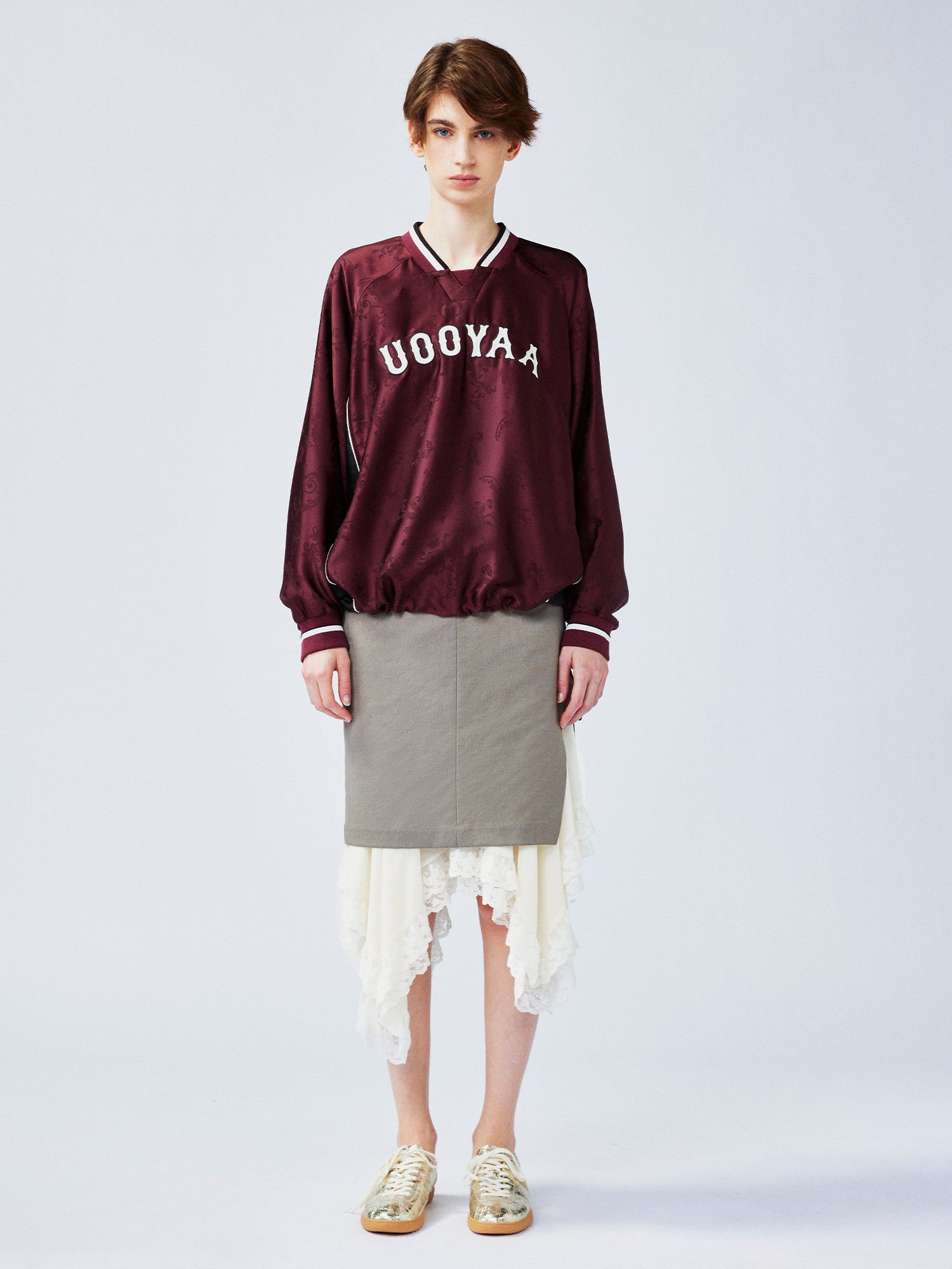 Satin jacquard sports pullover