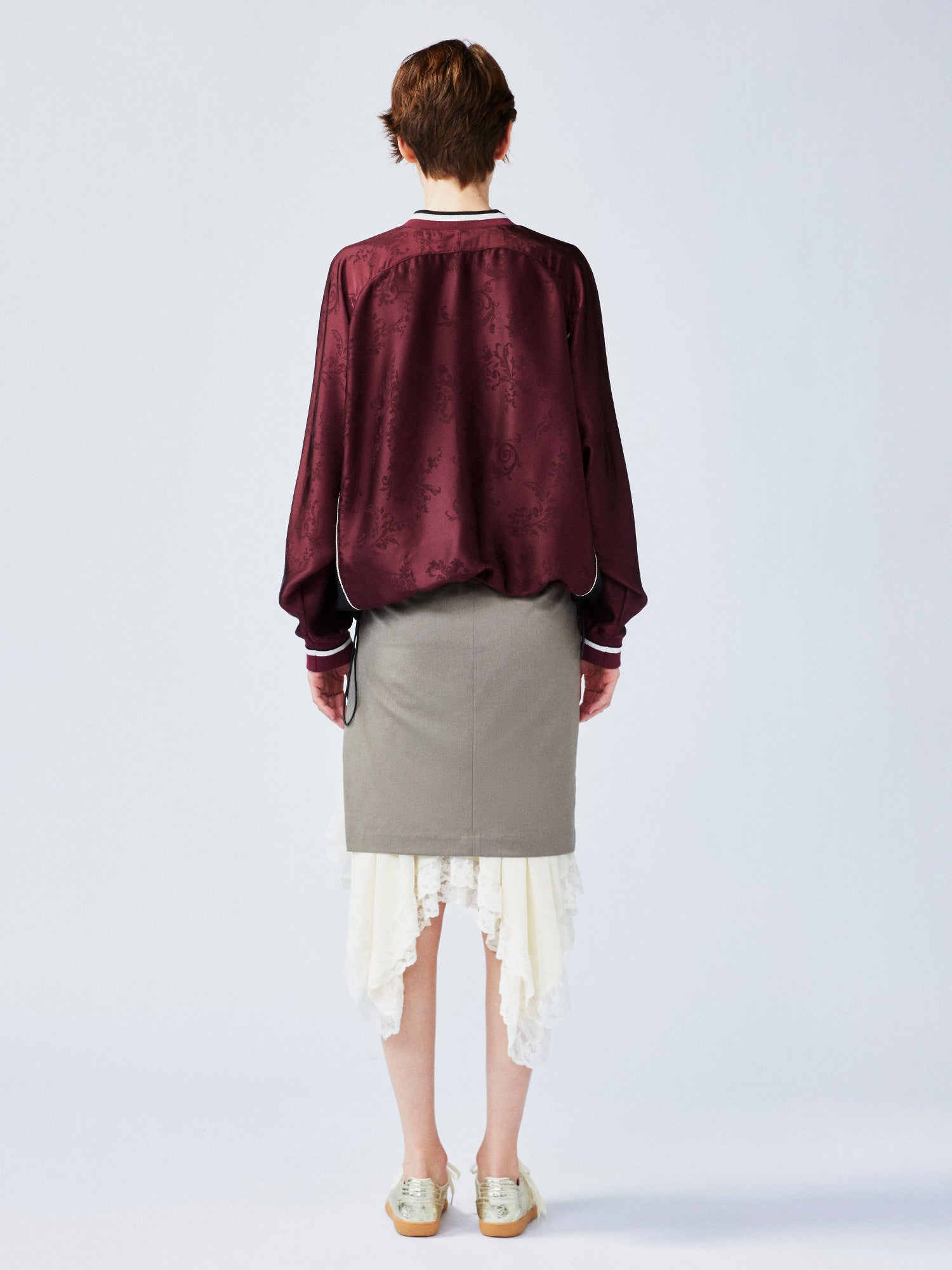 Satin jacquard sports pullover