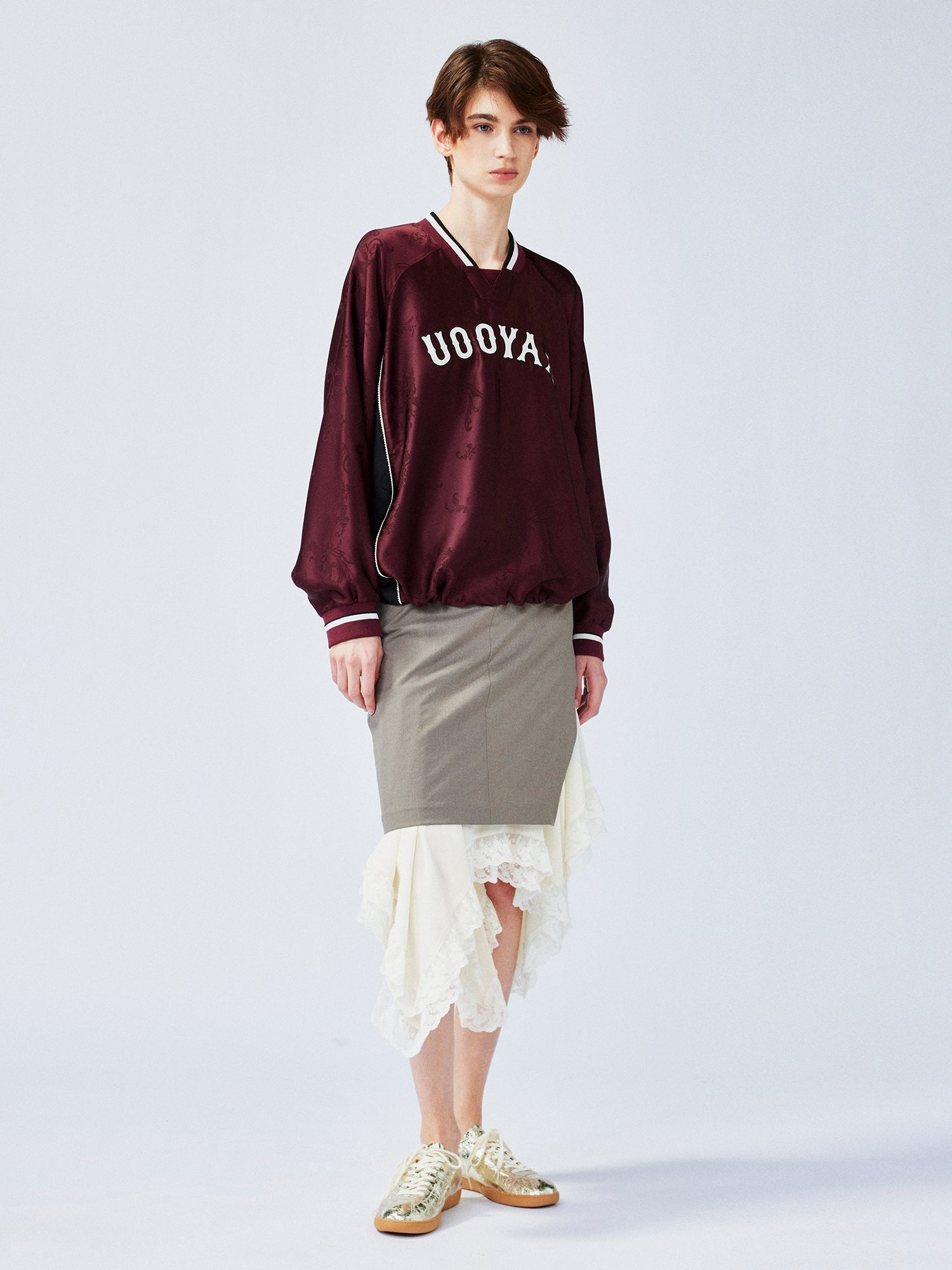 Satin jacquard sports pullover