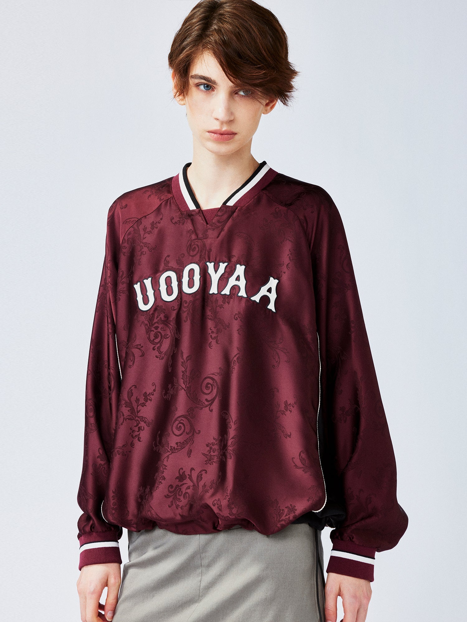 Satin jacquard sports pullover