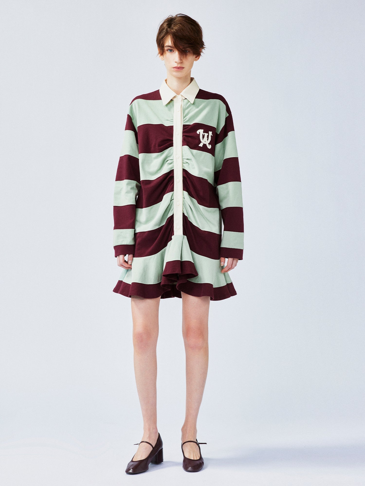 Striped polo pleated dress