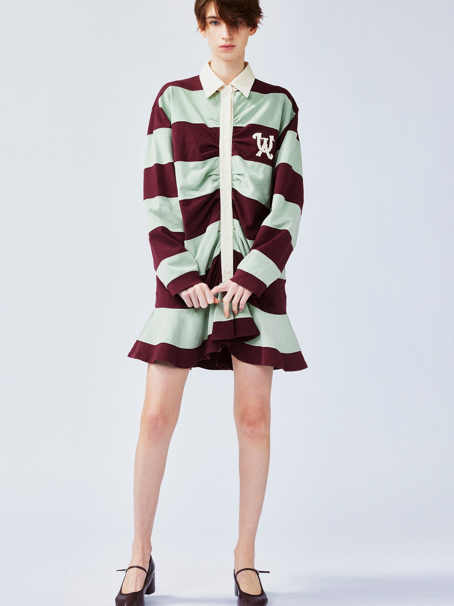 Striped polo pleated dress