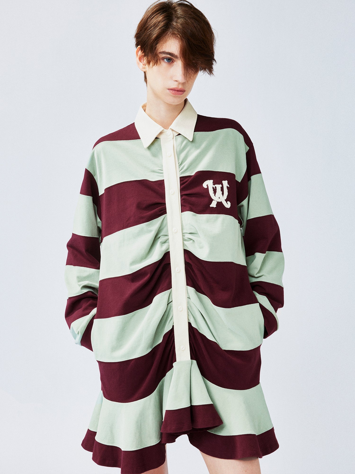 Striped polo pleated dress