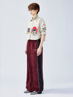 Satin jacquard sports pants