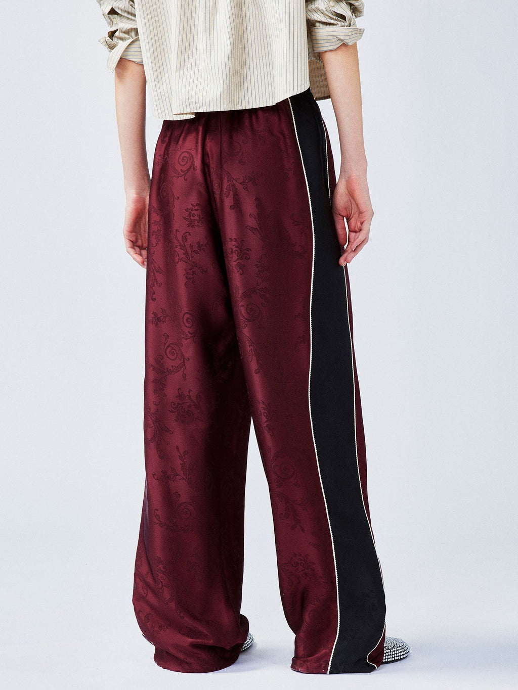 Satin jacquard sports pants