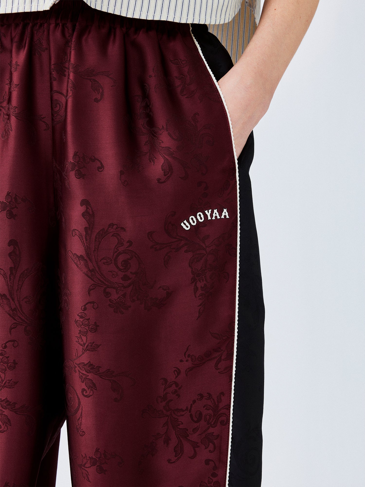 Satin jacquard sports pants