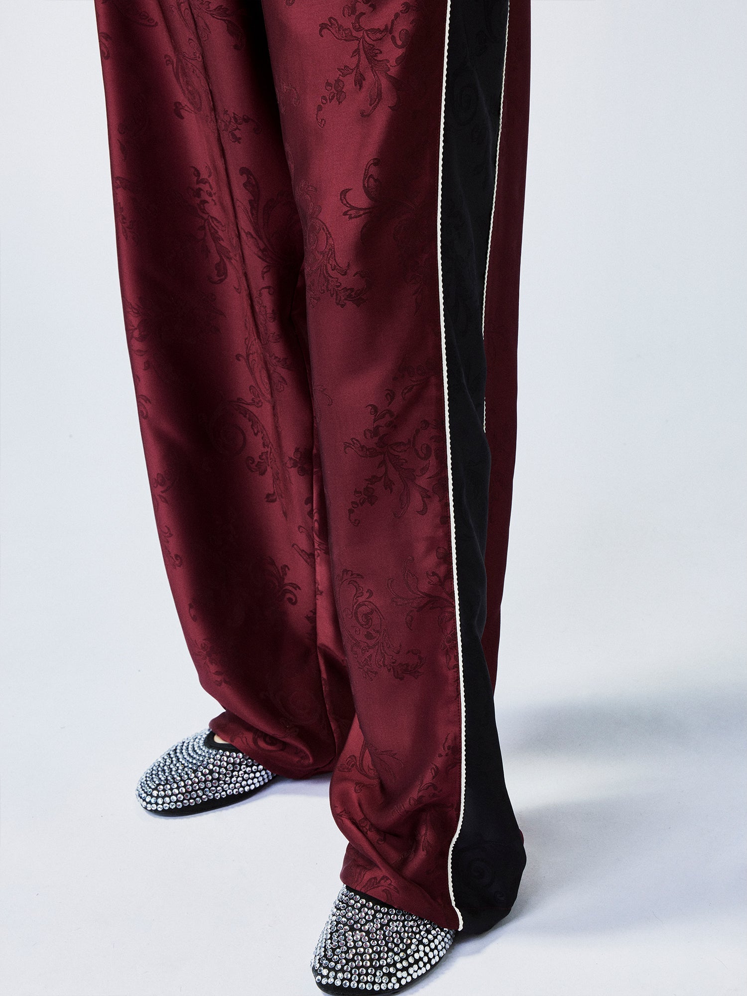 Satin jacquard sports pants