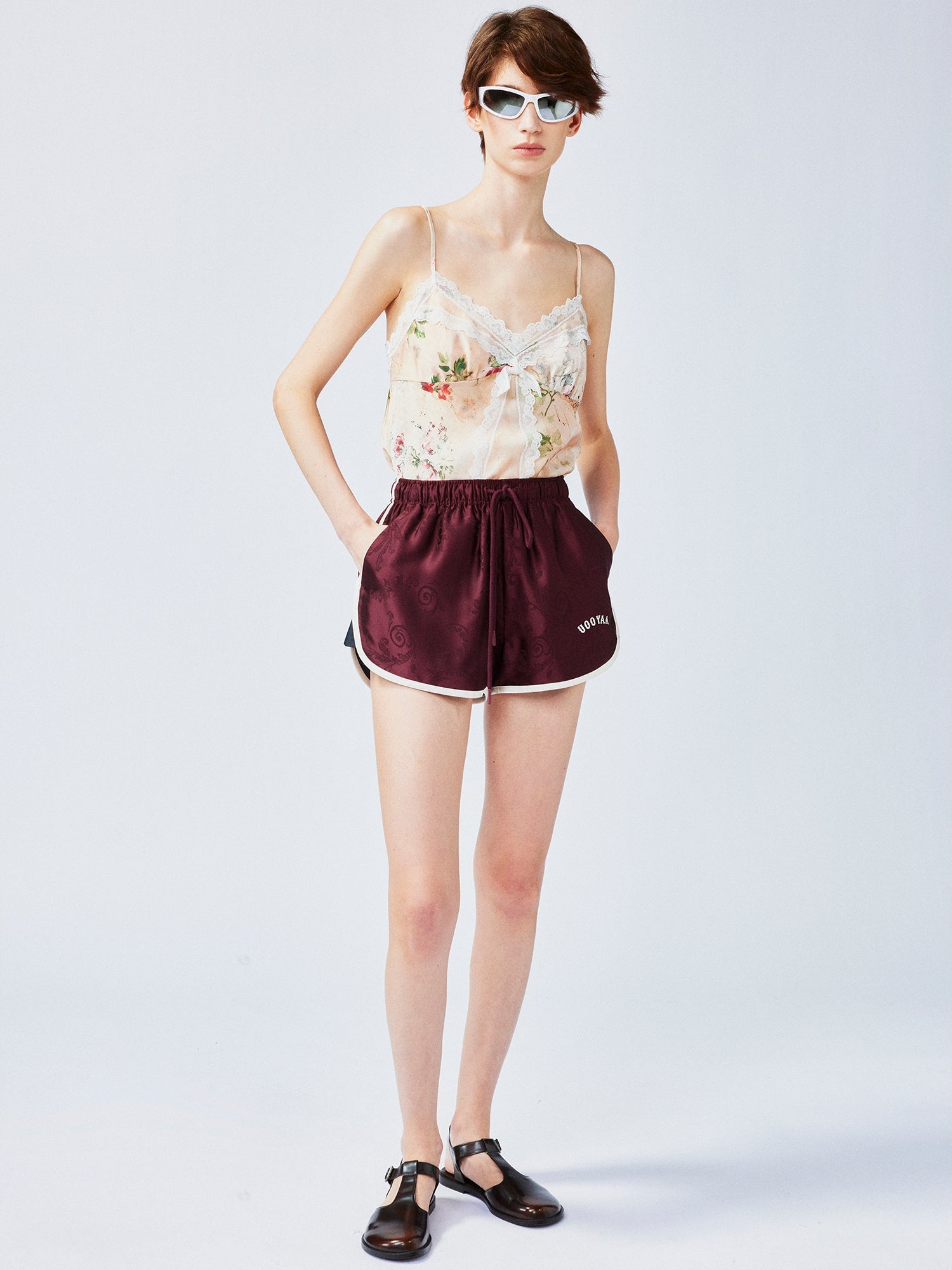 Satin jacquard sports shorts