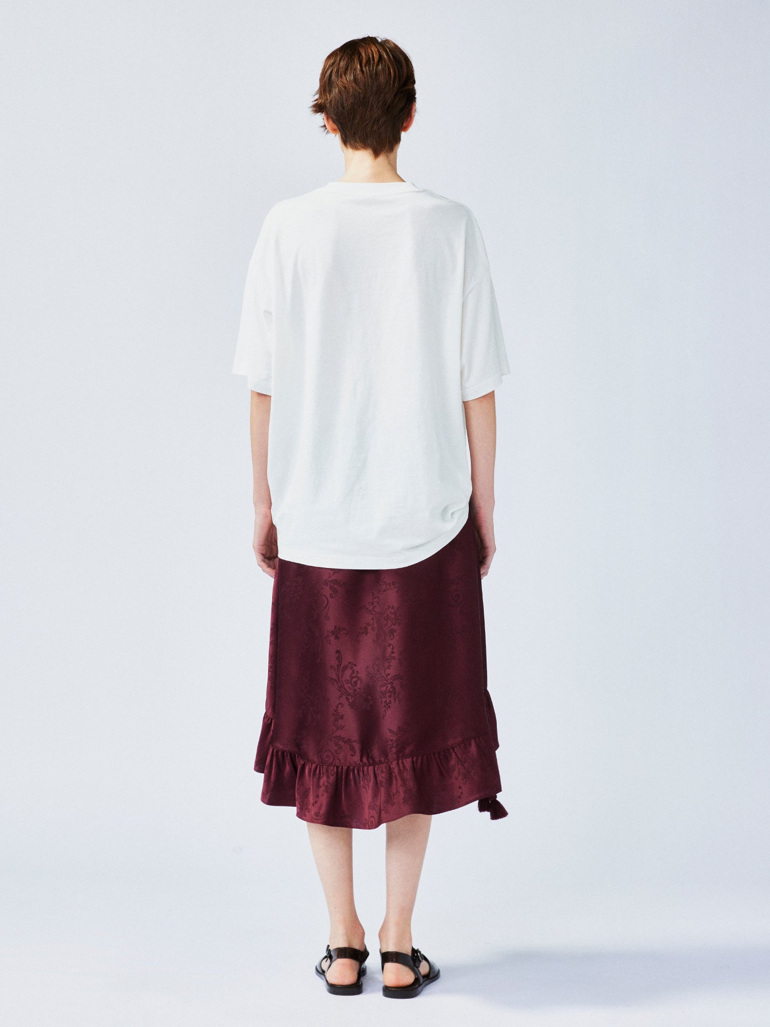 Satin jacquard draped skirt