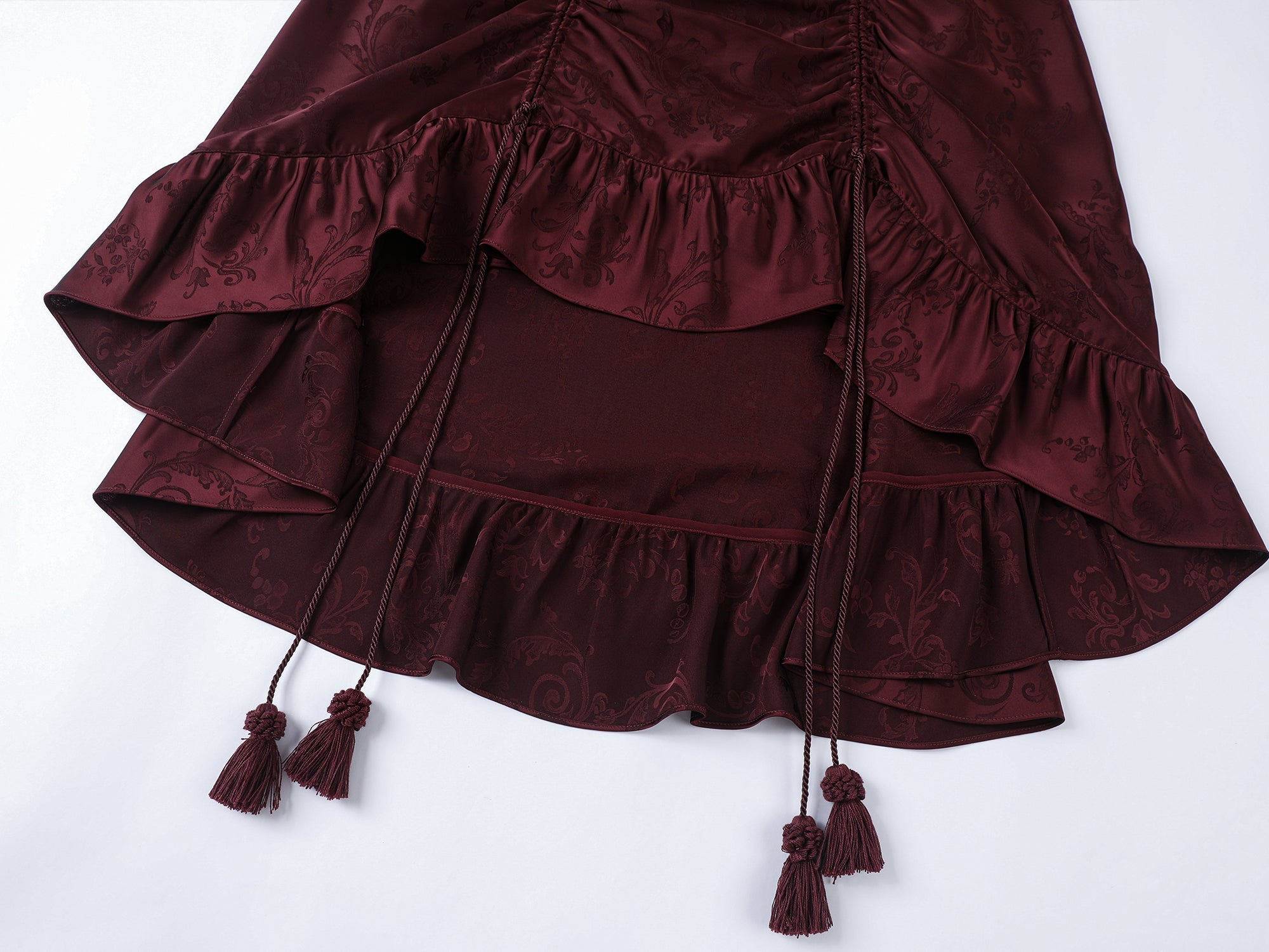Satin jacquard draped skirt