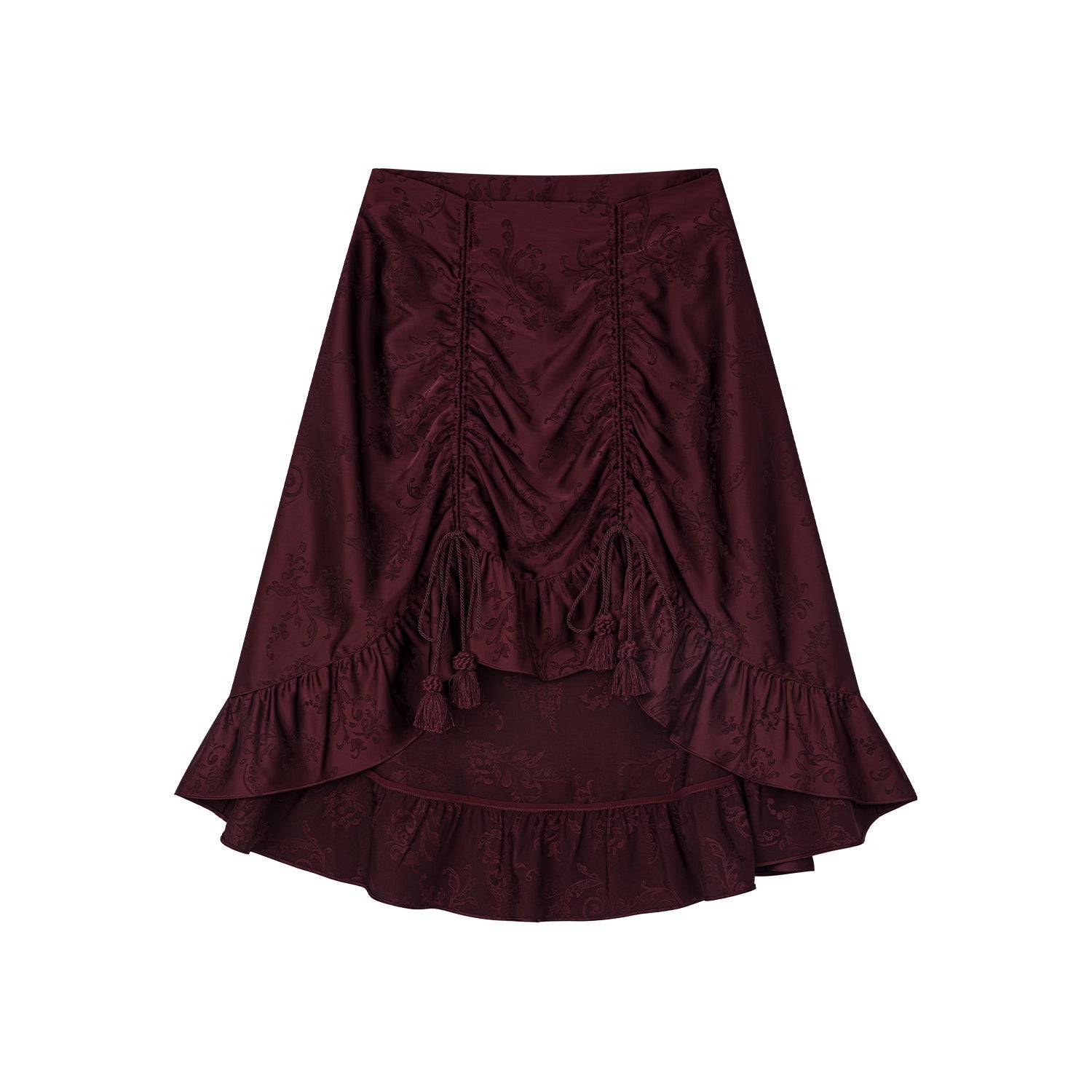 Satin jacquard draped skirt