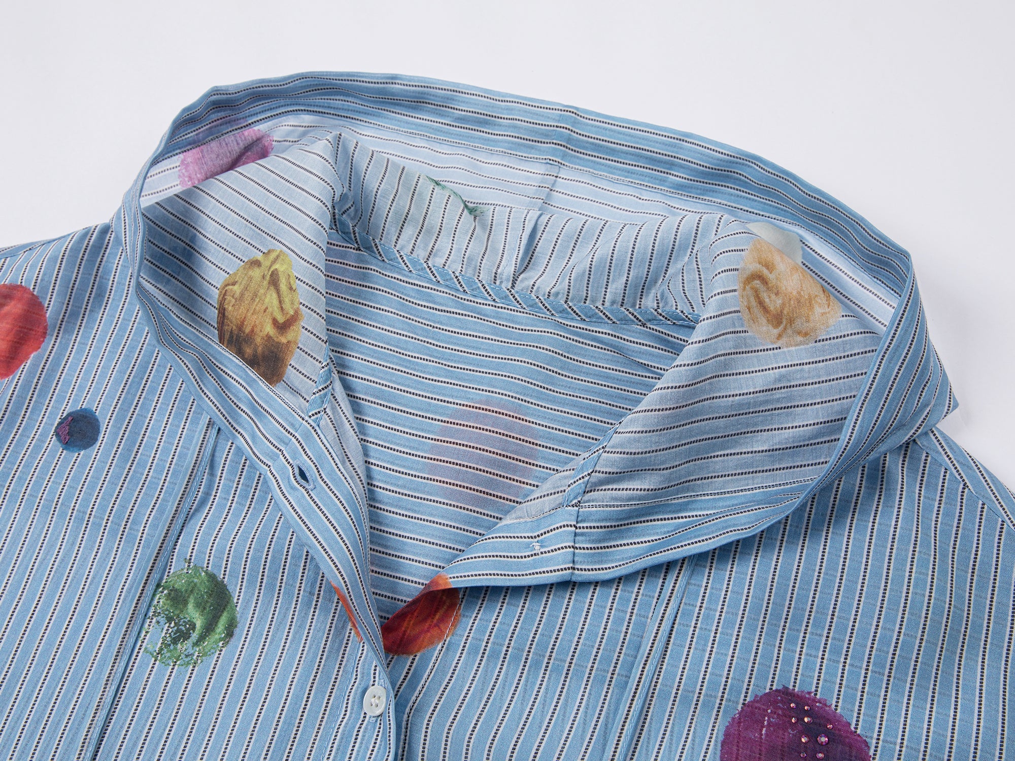 Painterly polka dot hooded shirt