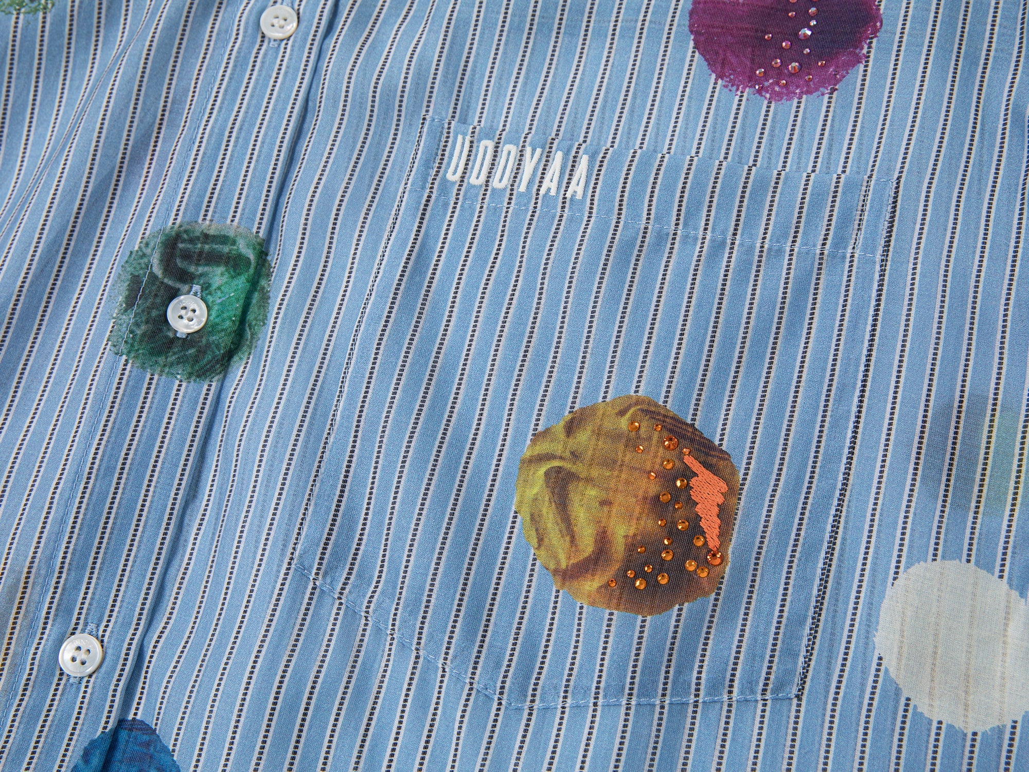 Painterly polka dot hooded shirt