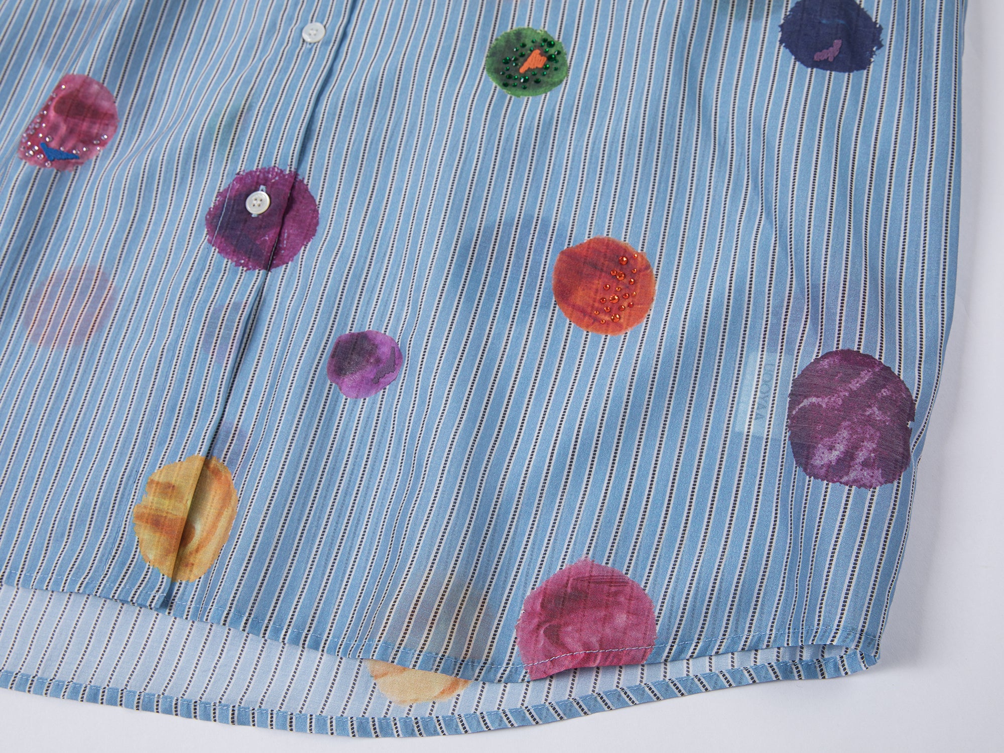 Painterly polka dot hooded shirt