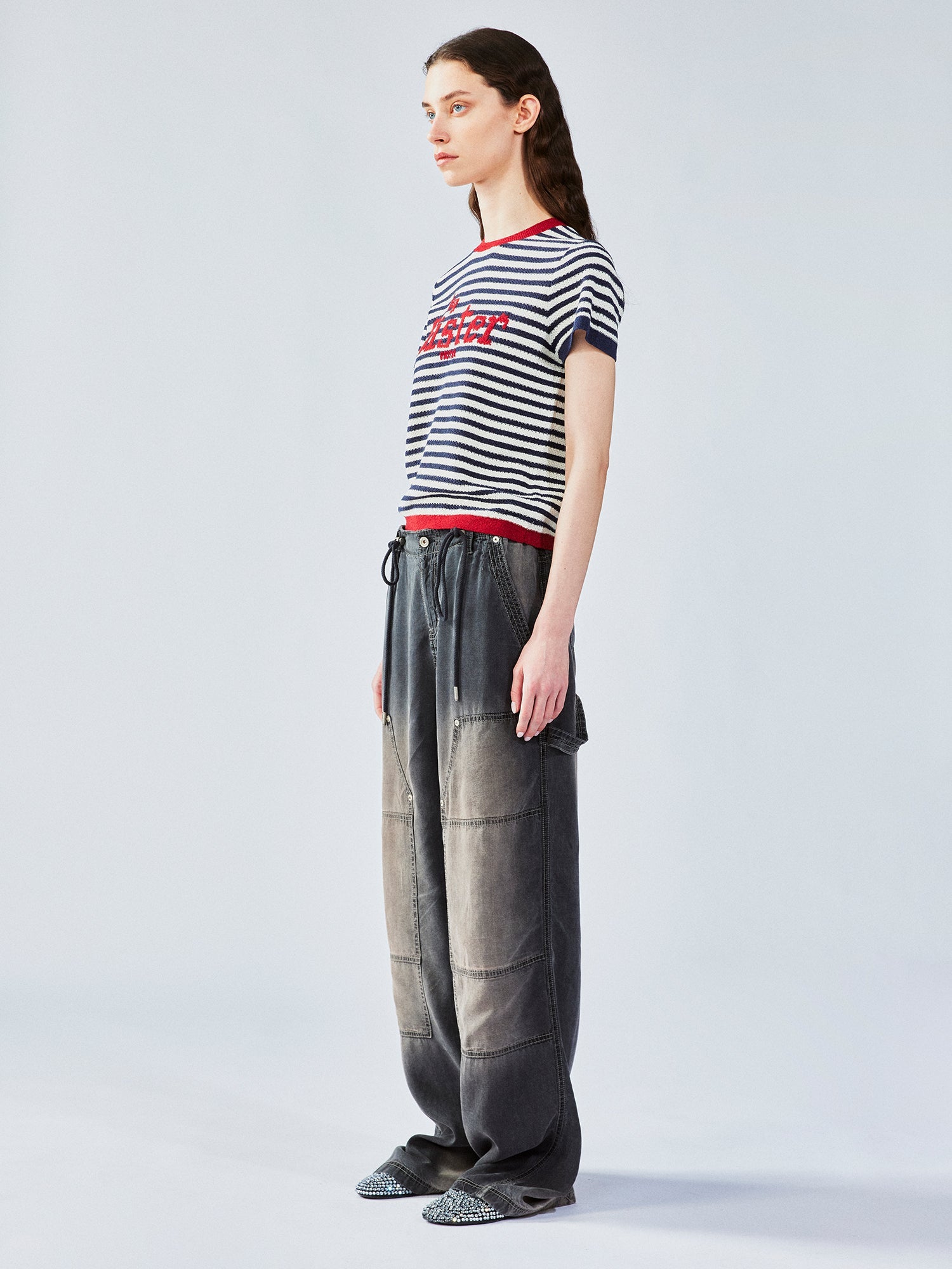 Nautical stripe knit T-shirt