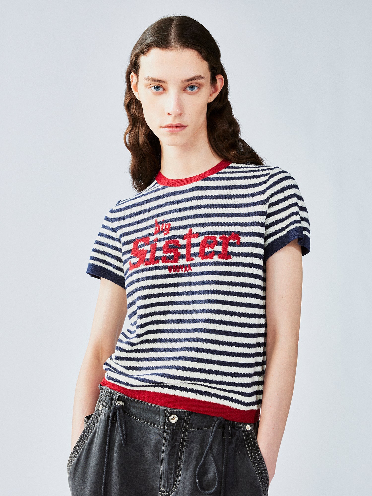 Nautical stripe knit T-shirt