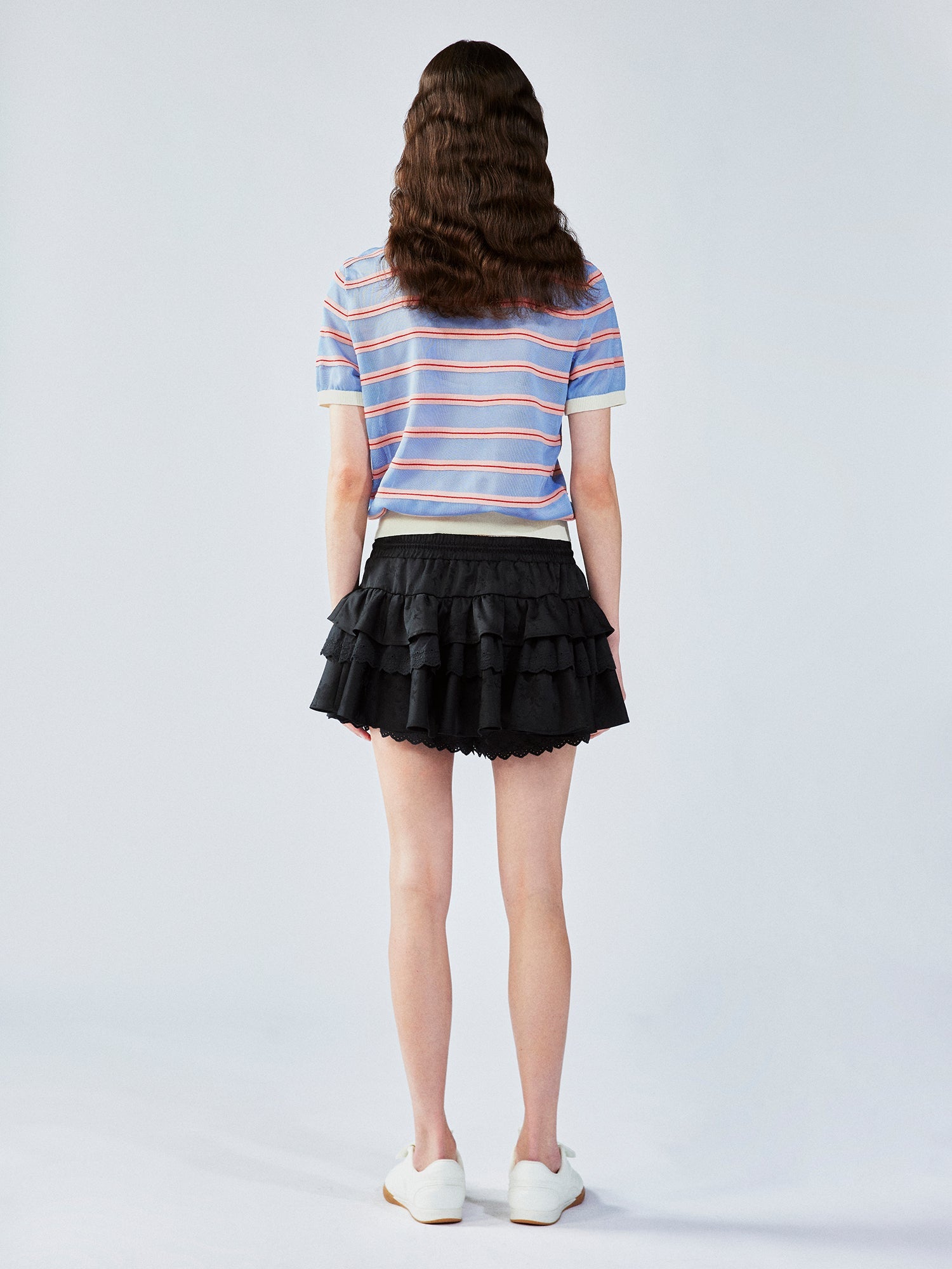 Striped polo knit T-shirt (blue)