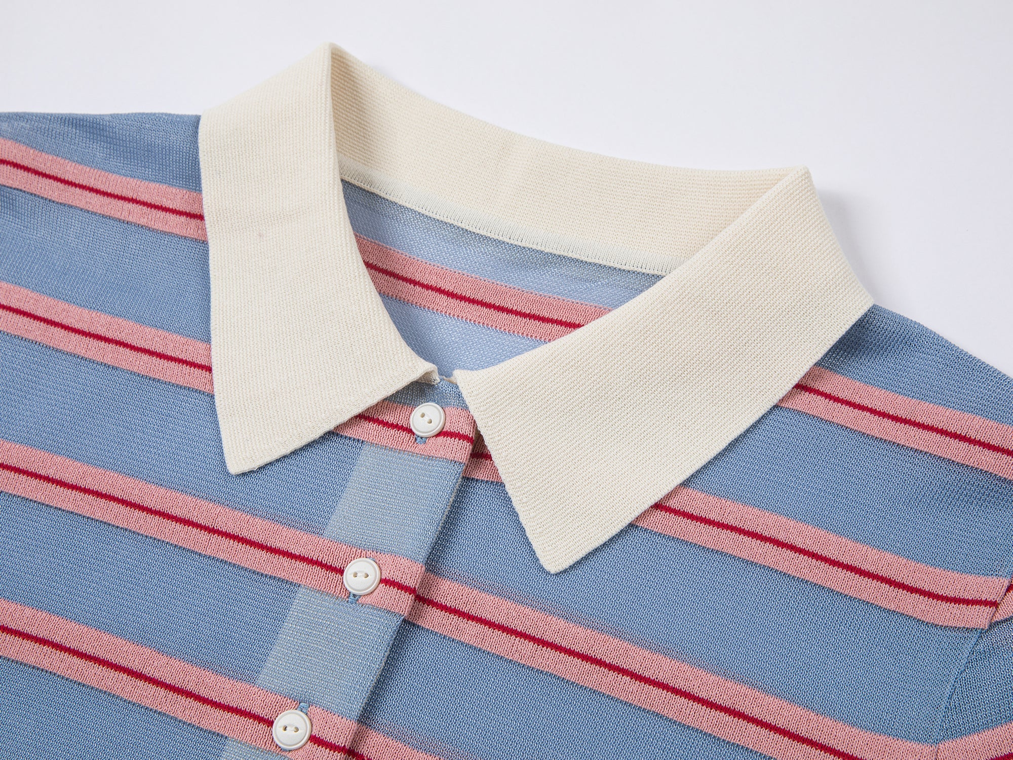 Striped polo knit T-shirt (blue)