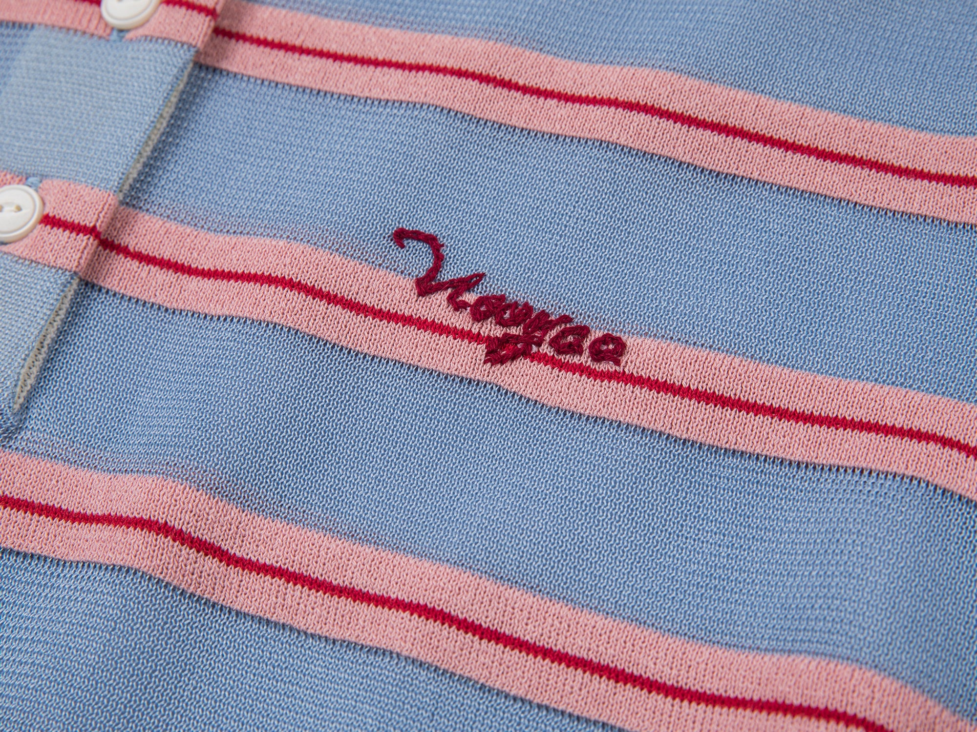 Striped polo knit T-shirt (blue)