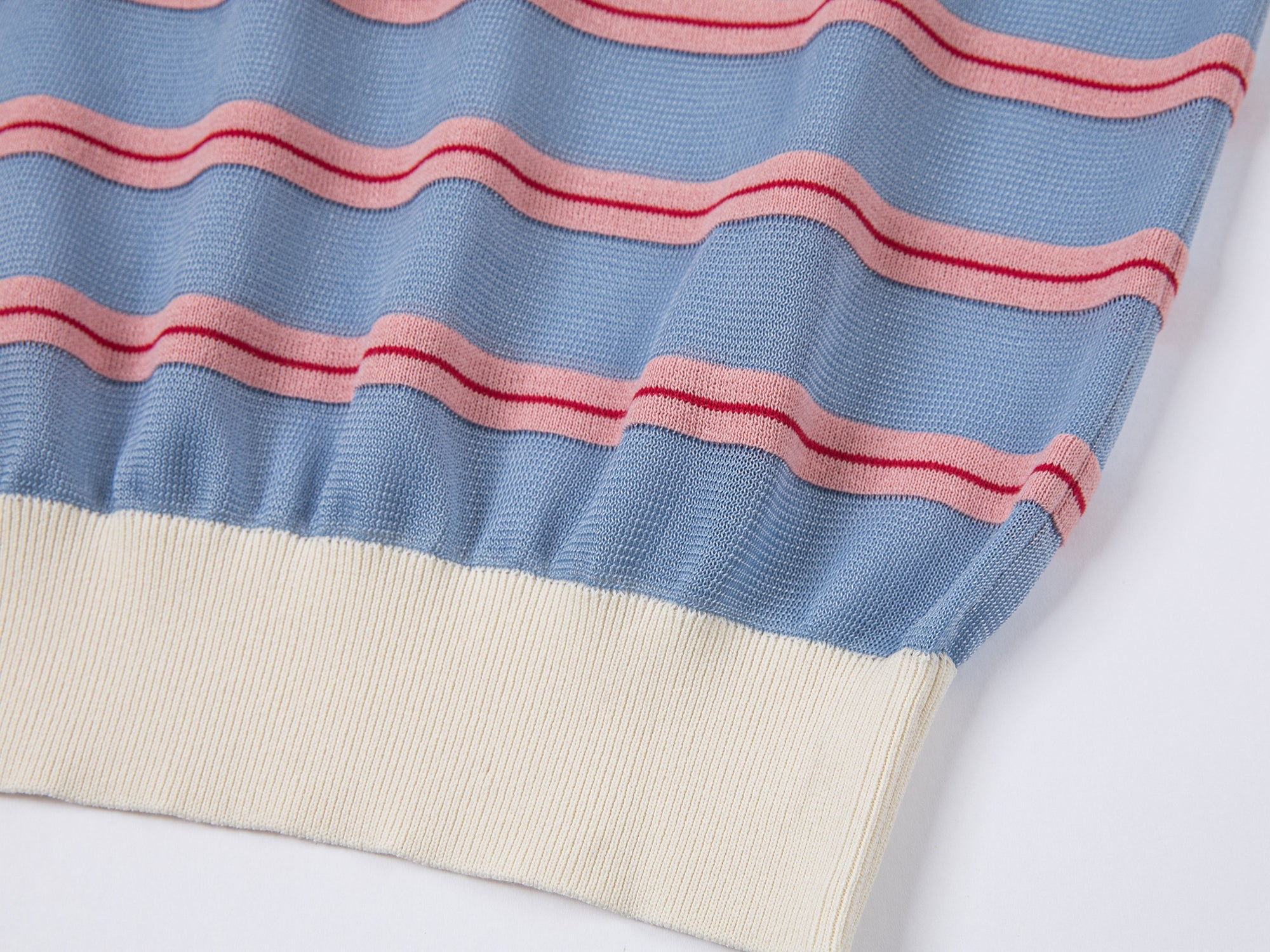 Striped polo knit T-shirt (blue)