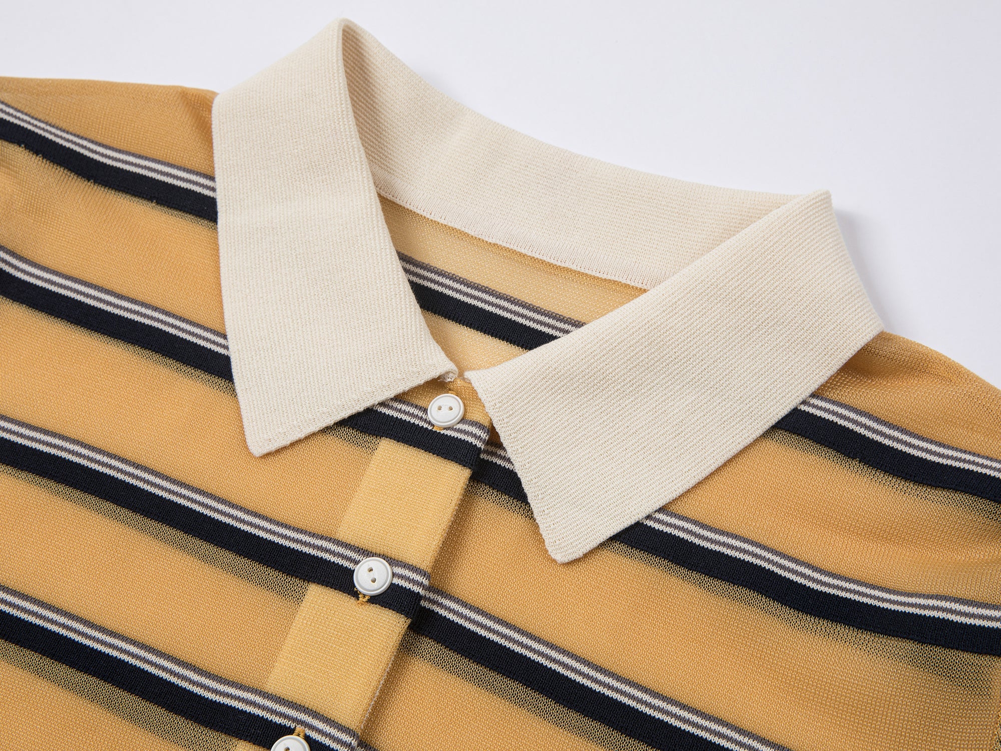 Striped polo knit T-shirt (yellow)