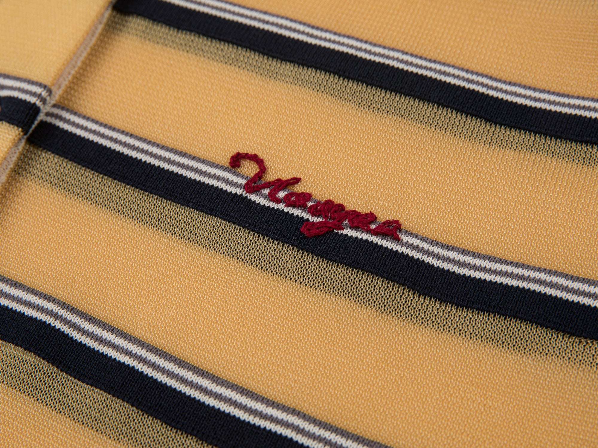Striped polo knit T-shirt (yellow)