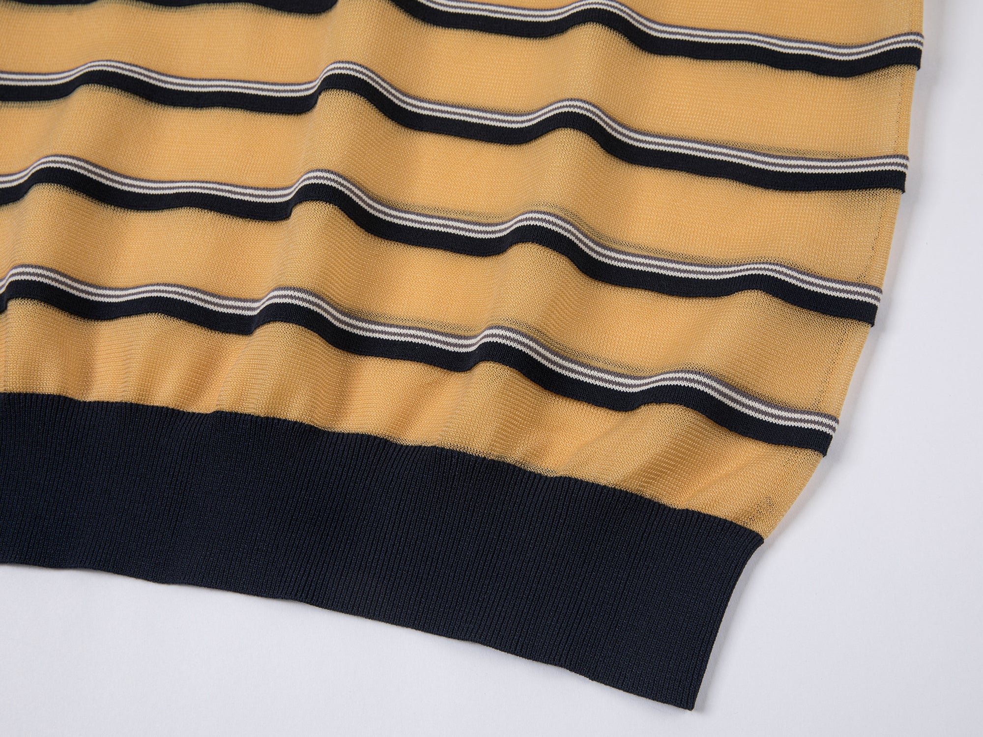 Striped polo knit T-shirt (yellow)