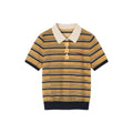 Striped polo knit T-shirt (yellow)