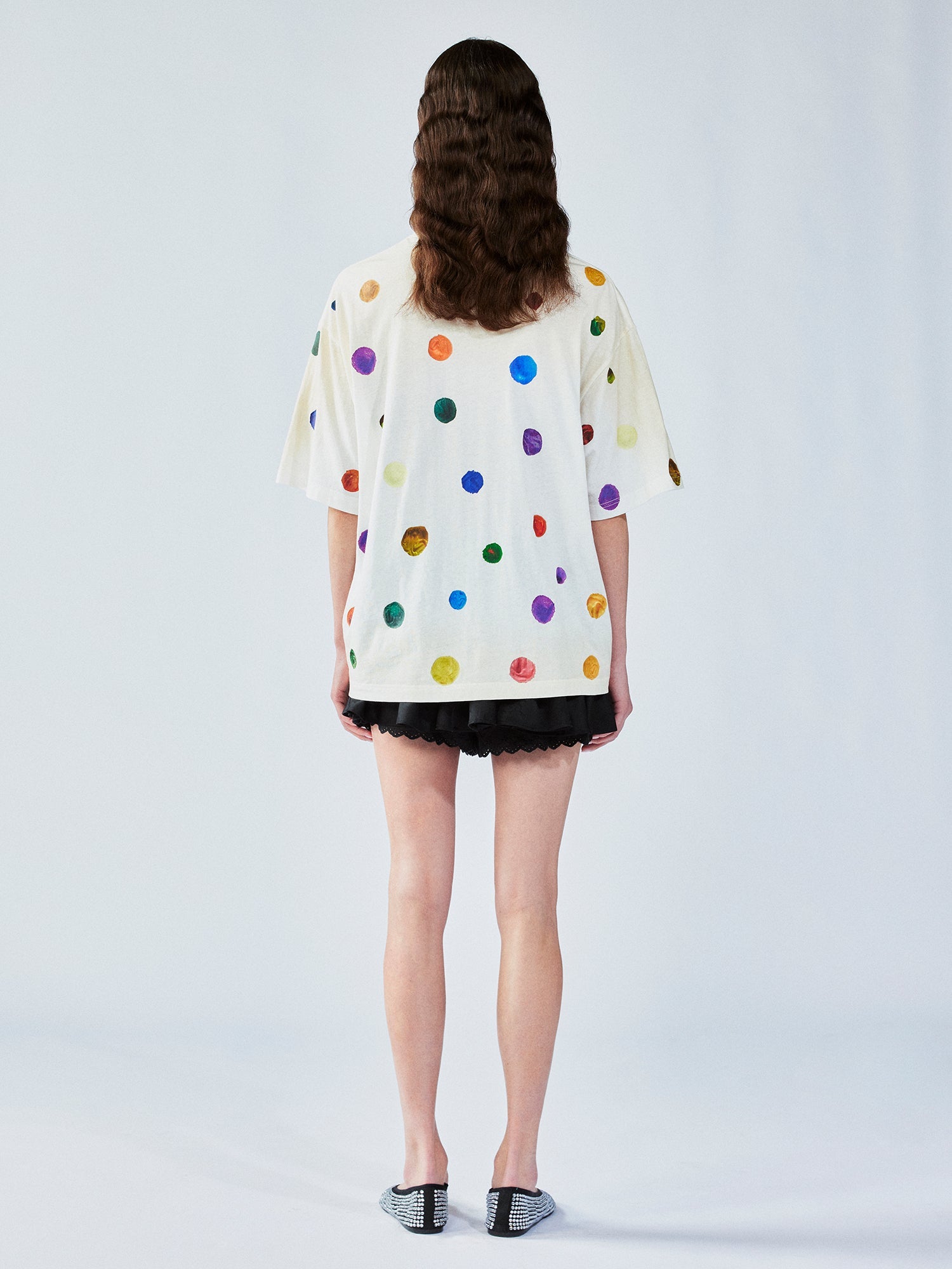 Painterly polka dot linen-cotton T-shirt