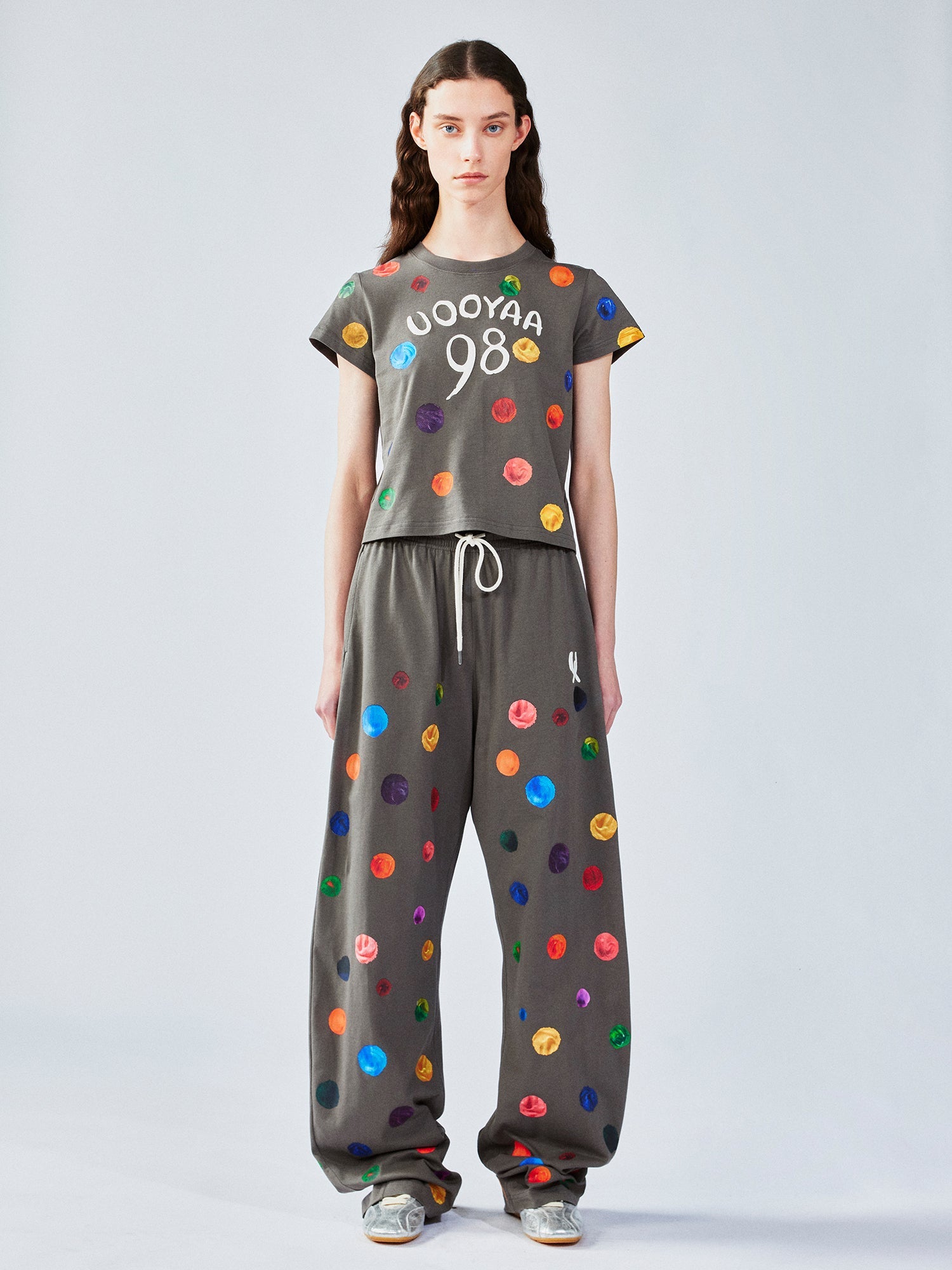 Painterly polka dot sweatpants